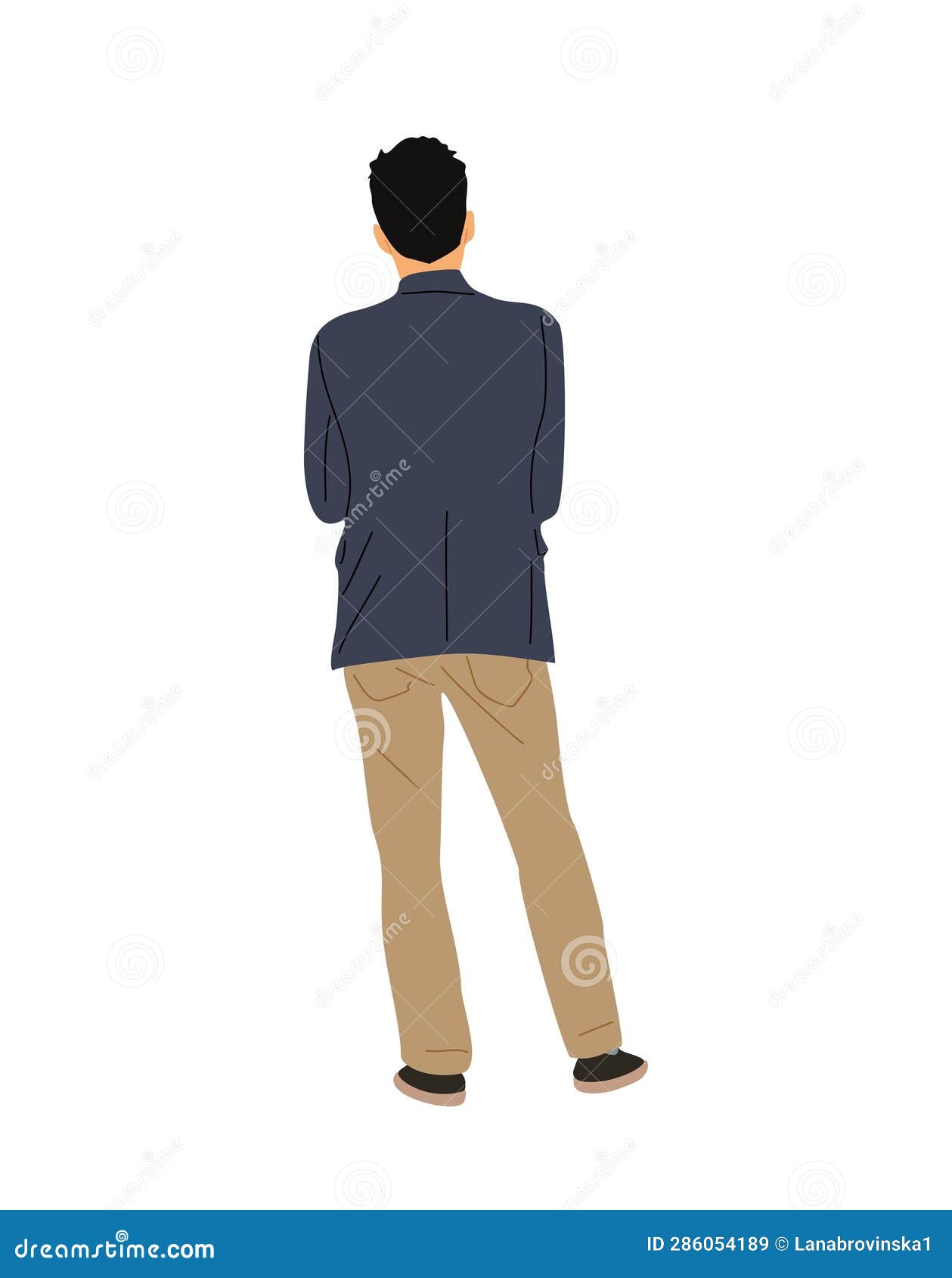 Young Business Man Standing Back View Vector Art. Stock Illustration ...
