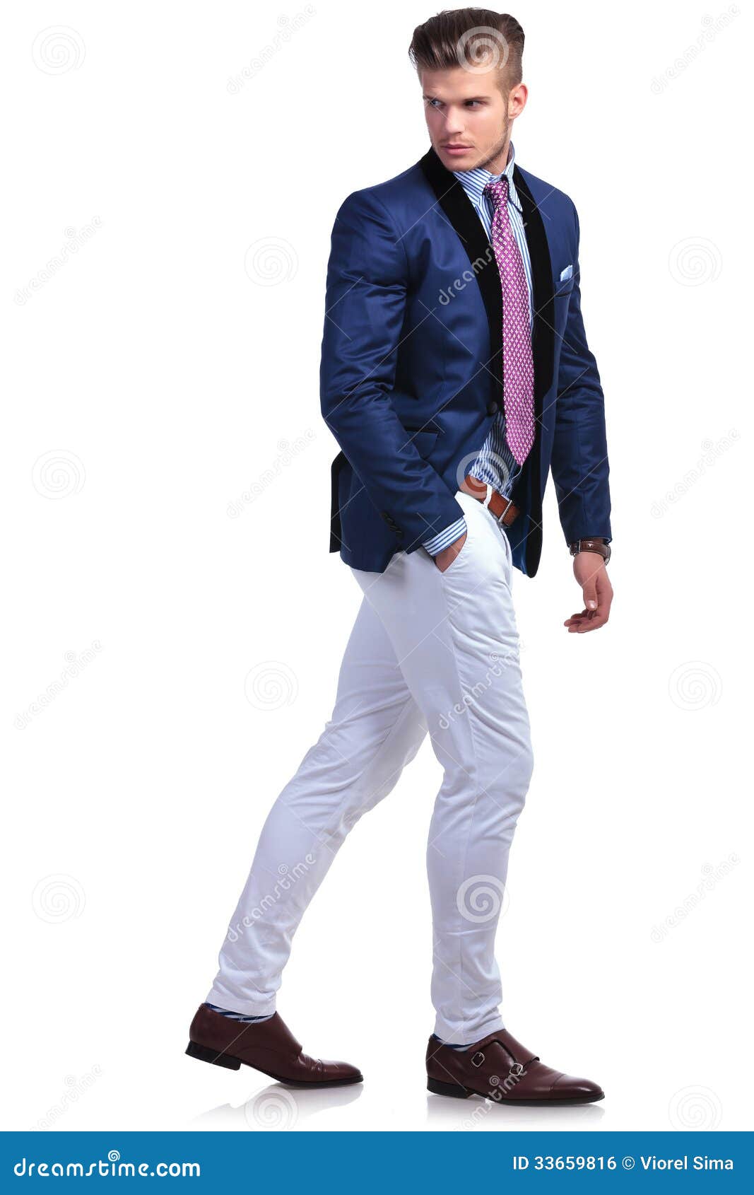 Young Business Man Walking and Looking Back Stock Photo - Image of back