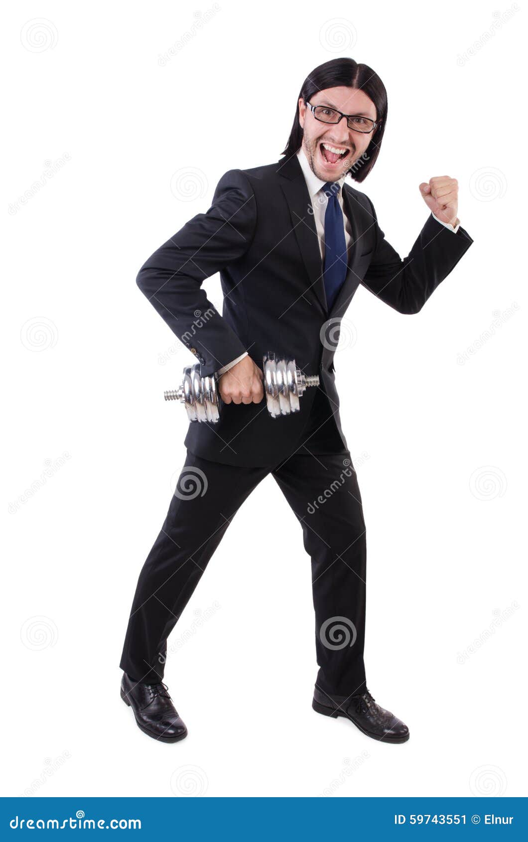 Young Businessman Holding Barbell Isolated on Stock Image Image of