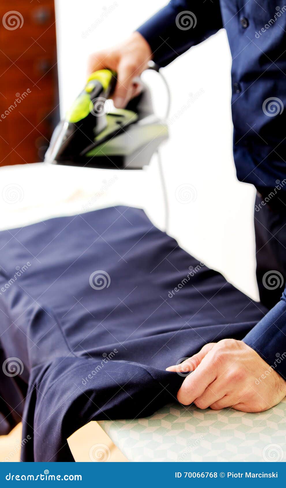 Young Businessman Ironing His Jacket Stock Photo Image of clothes