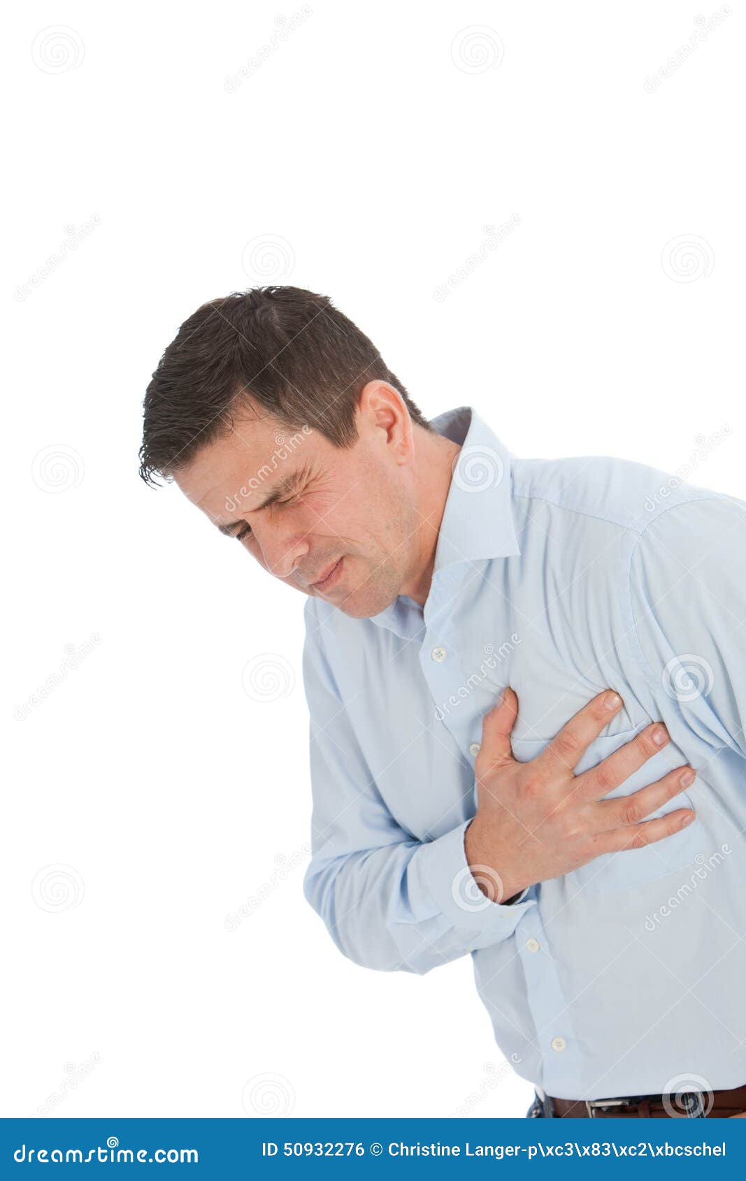 Young Businessman Suffering Chest Pain Problem Stock Photo - Image of ...