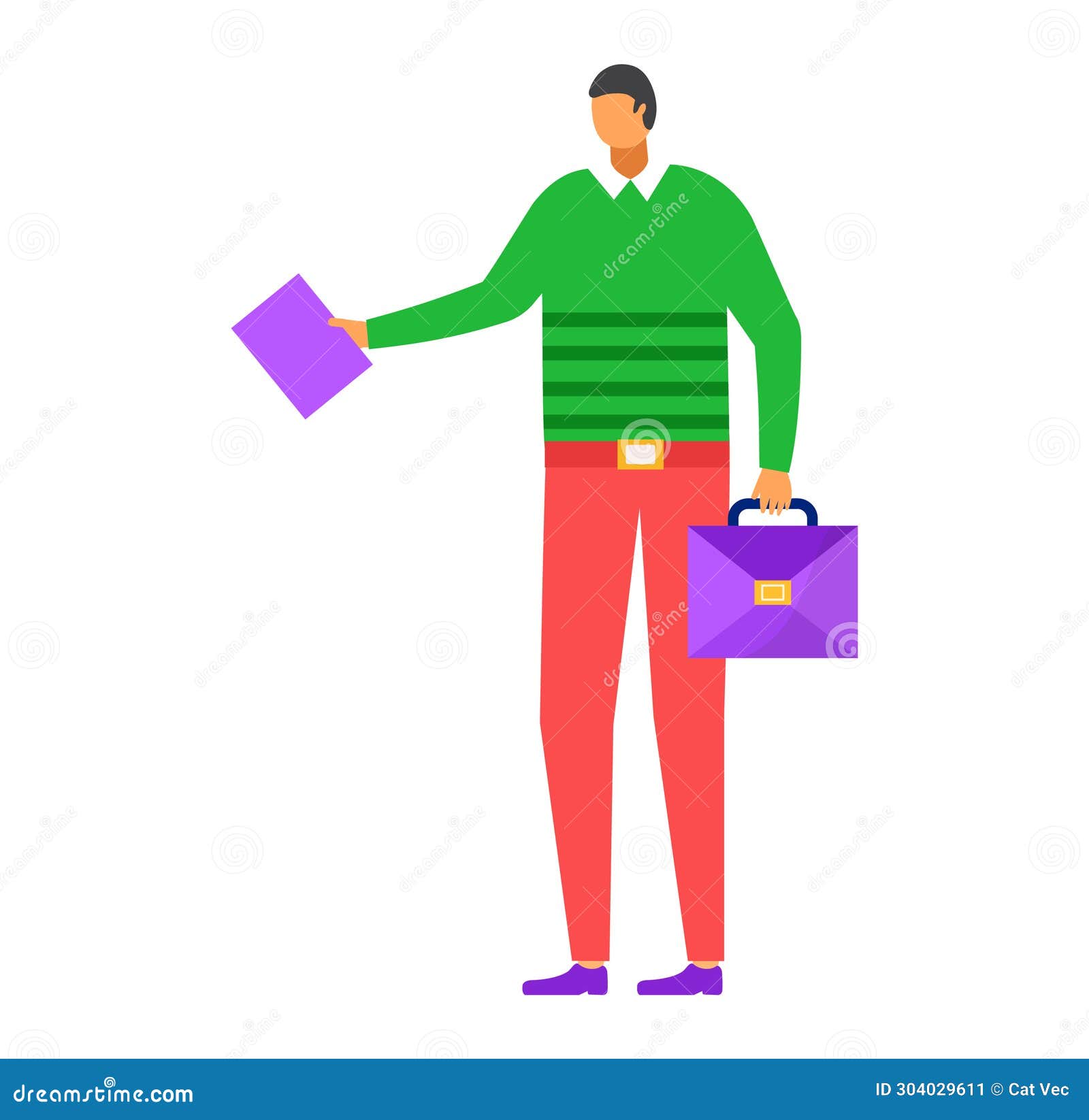 young businessman in sweater and slacks holding a briefcase and folder. professional male with documents ready for work