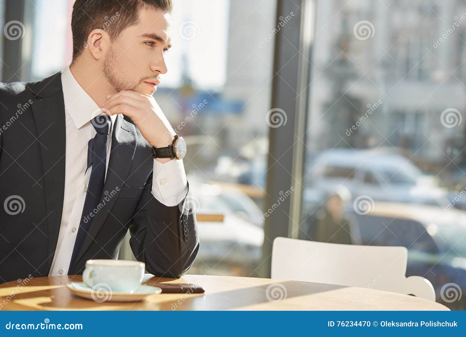 Thoughtfully In A Cafe With A Cup Of Coffee Stock Image | CartoonDealer ...
