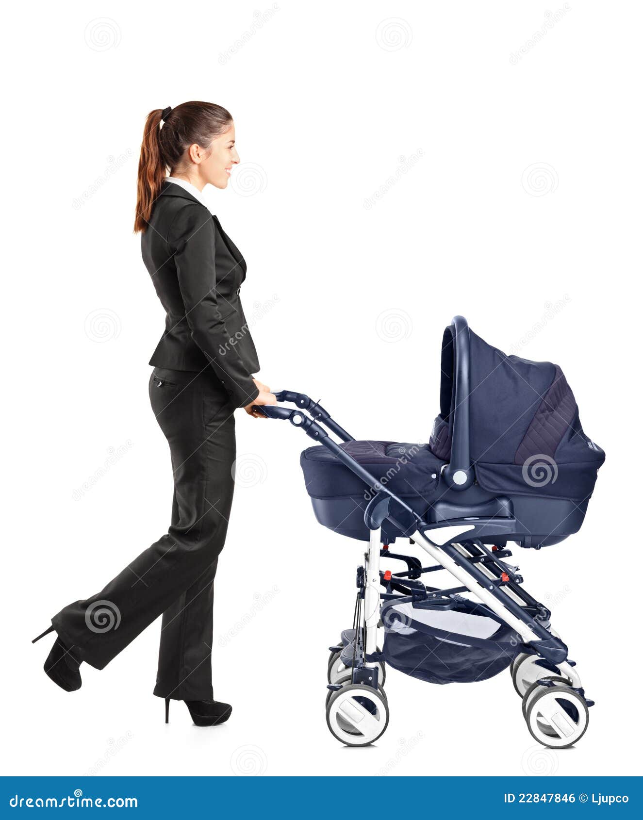 New Barclay Production Lady w/ Baby Buggy 
