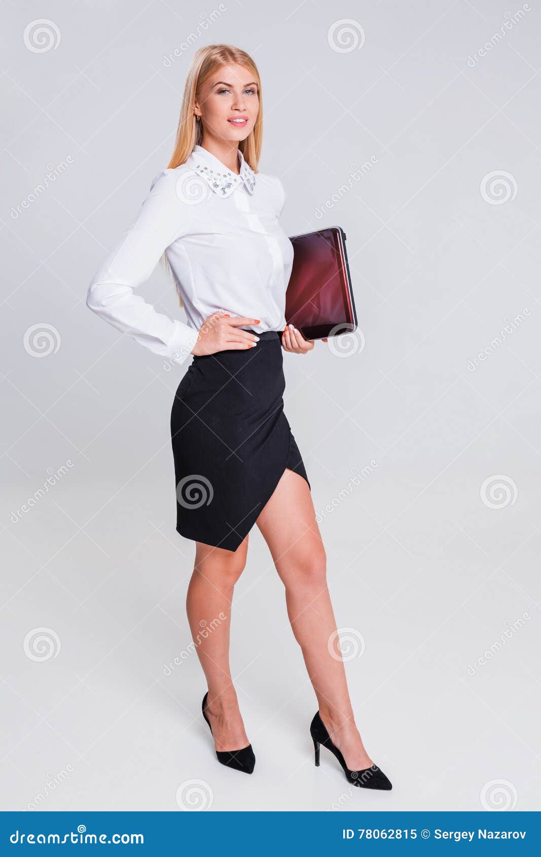 Young Businesswoman Working at Laptop Computer. Stock Image - Image of ...