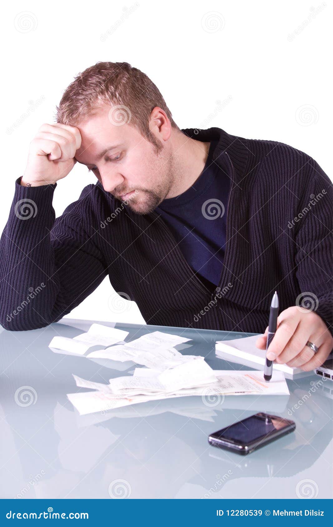 Young Casual Businessman Working at His Desk Stock Image Image of