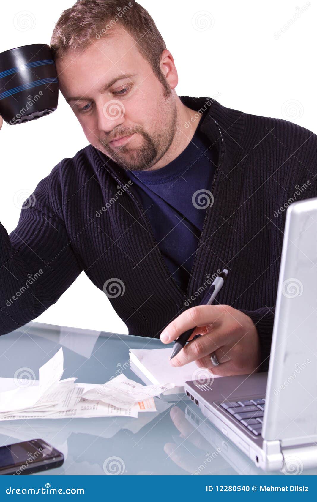 Young Casual Businessman Working at His Desk Stock Photo Image of