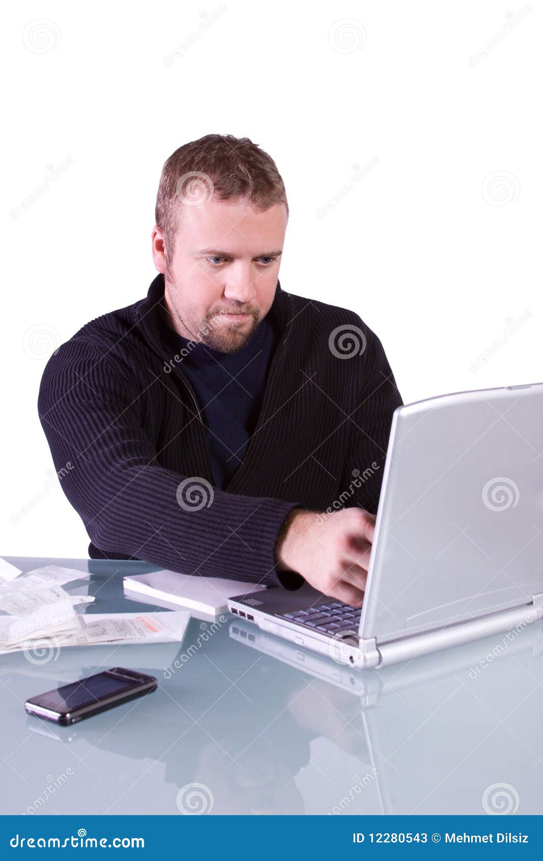 Young Casual Businessman Working at His Desk Stock Image Image of