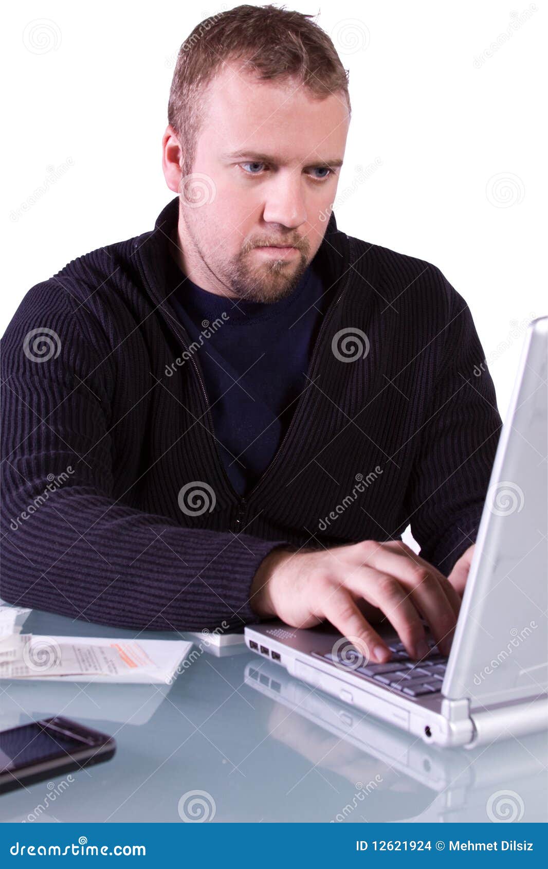 Young Casual Businessman Working at His Desk Stock Photo Image of