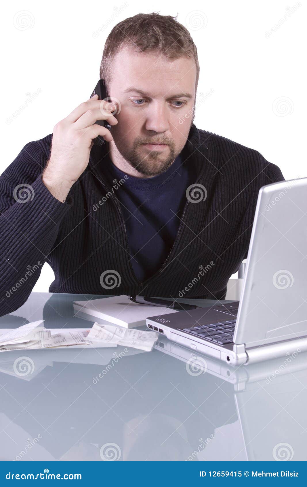 Young Casual Businessman Working at His Desk Stock Image Image of
