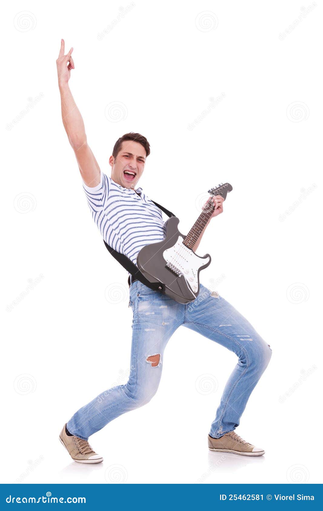 Cool Pose Of A Young Man Playing Electric Guitar Isolated On White  Background Stock Photo, Picture and Royalty Free Image. Image 40239981.