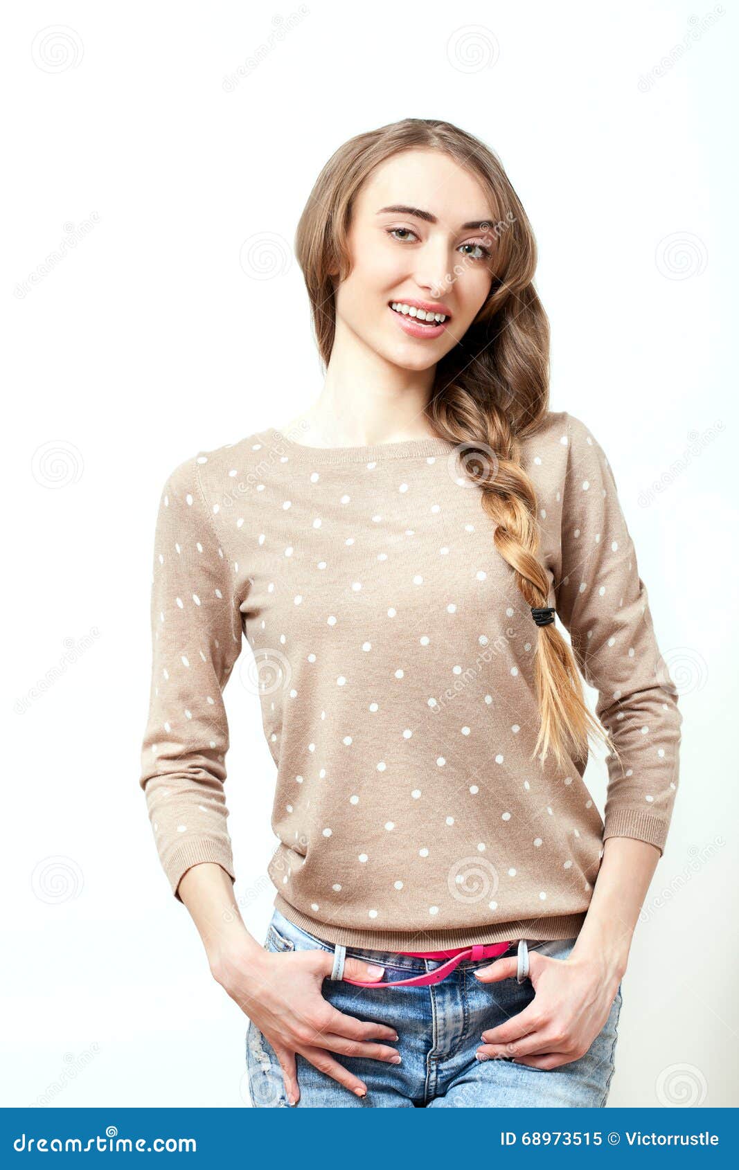 Young Casual Style Woman Portrait Over White Background. Stock Image ...