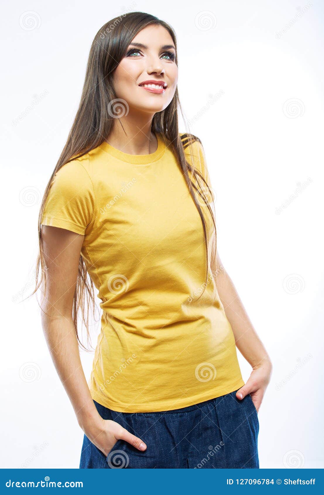 Young Casual Woman Style Isolated Over White Background. Studio Stock ...