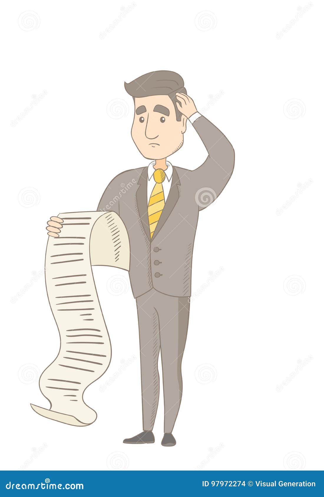 Young Caucasian Accountant Holding a Long Bill. Stock Vector ...