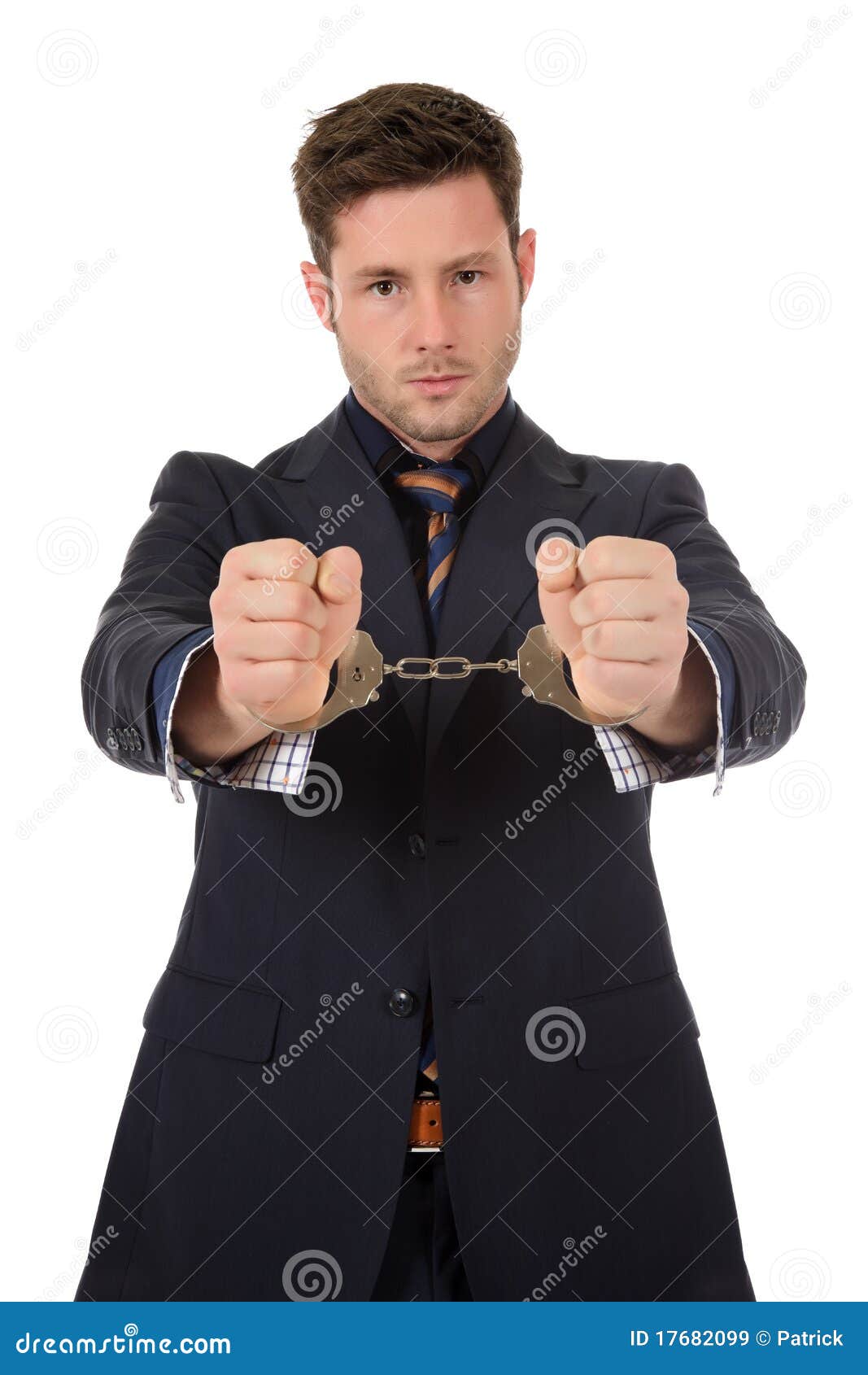 Young Caucasian Businessman in Handcuffs Stock Image - Image of ...