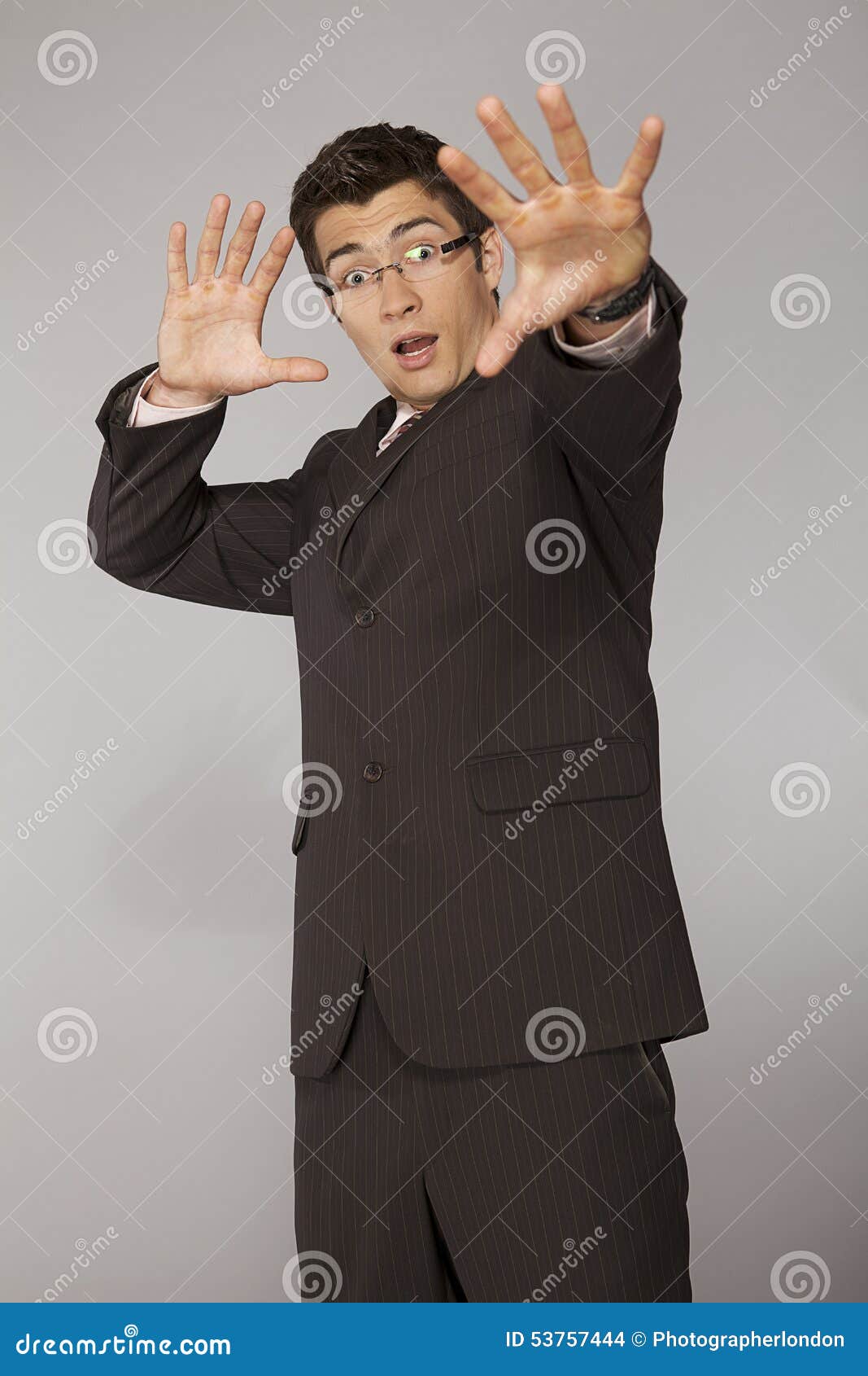 Young Caucasian Businessman Suprised And Affraid Stock Photo Image Of Caucasian Color