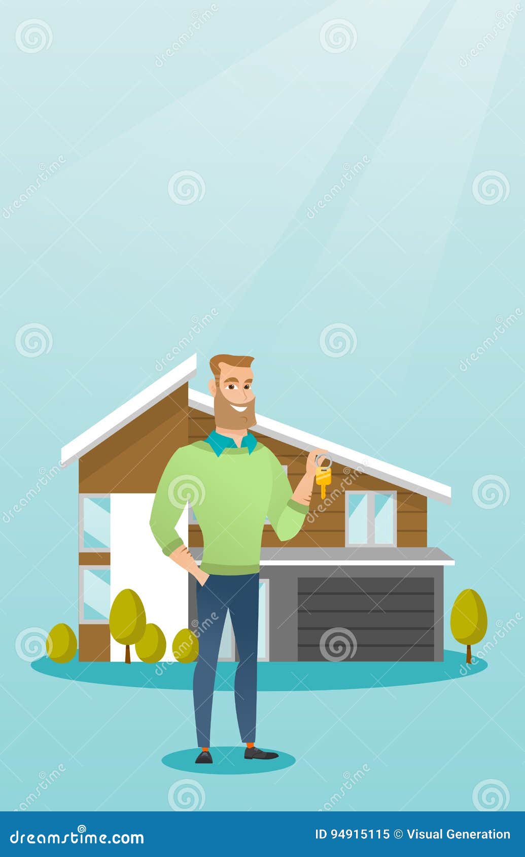 Download Young Caucasian Homeowner With Key. Stock Vector ...