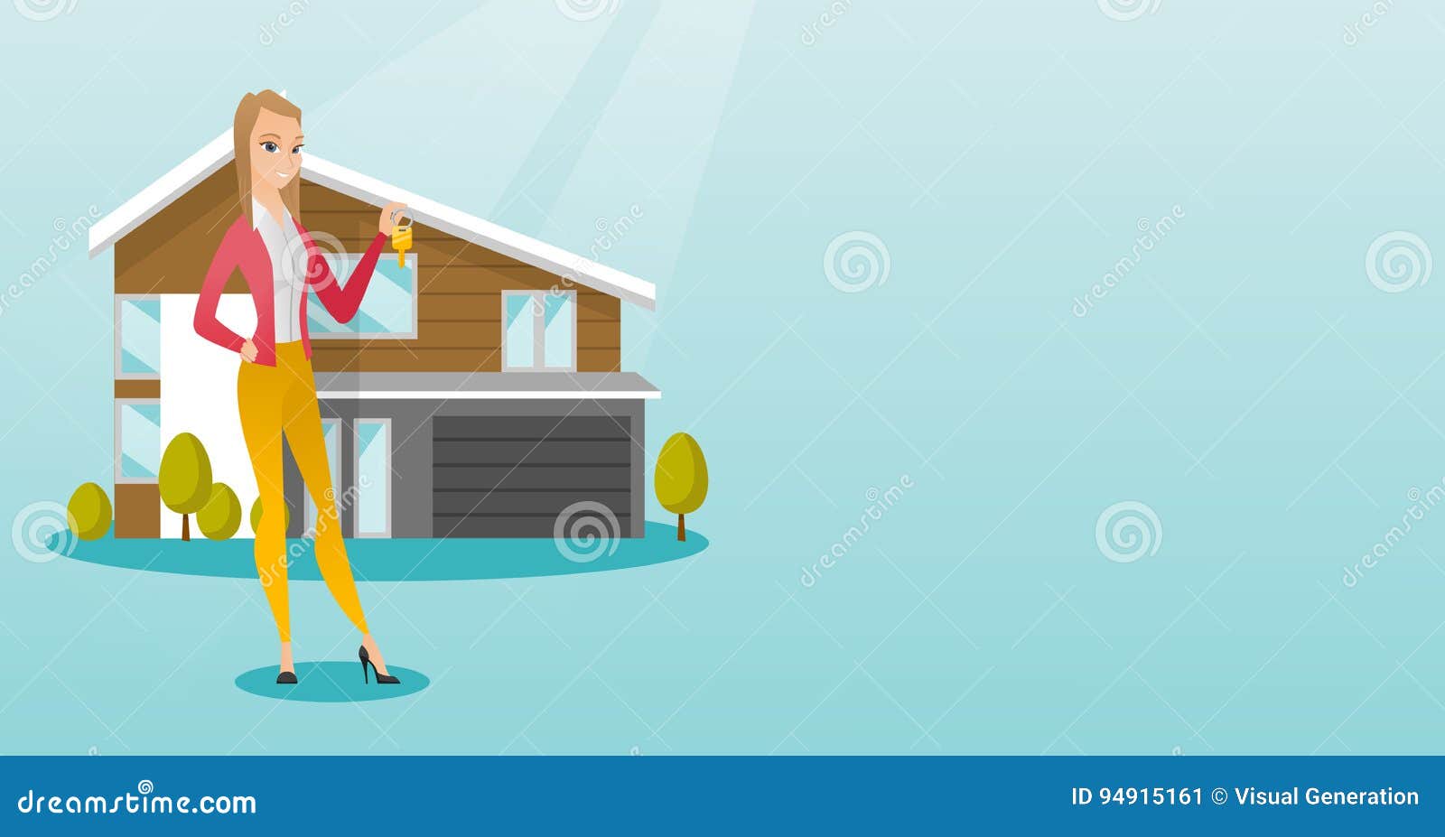 Download Young Caucasian Homeowner With Key. Stock Vector ...