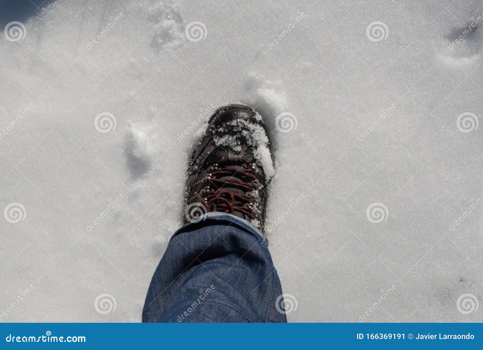 MAN`S LEG WEARING JEANS PANTS and MOUNTAIN BOOTS Stock Image - Image of ...