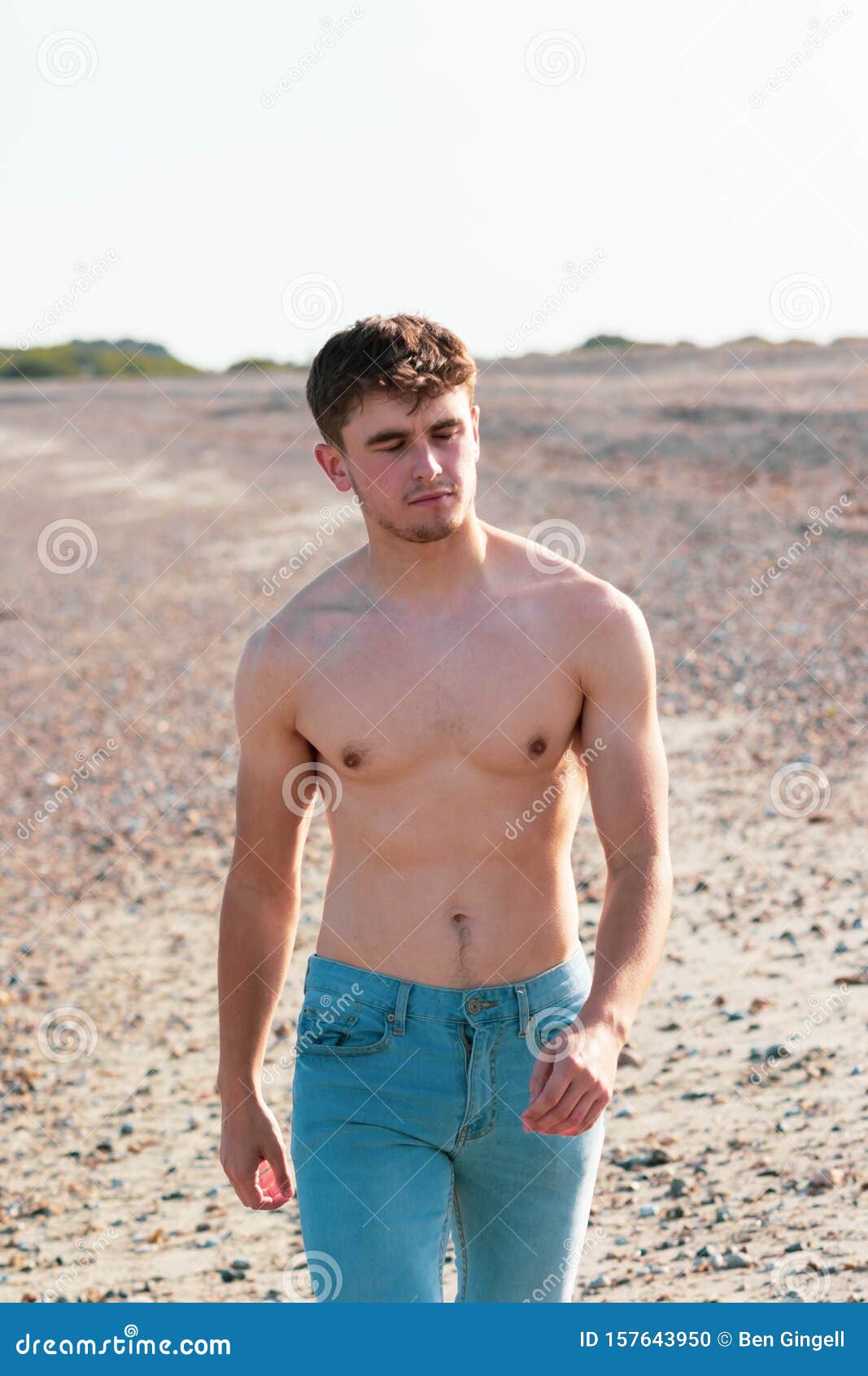 Shirtless on a beach stock photo. Image of coast, caucasian - 157643950