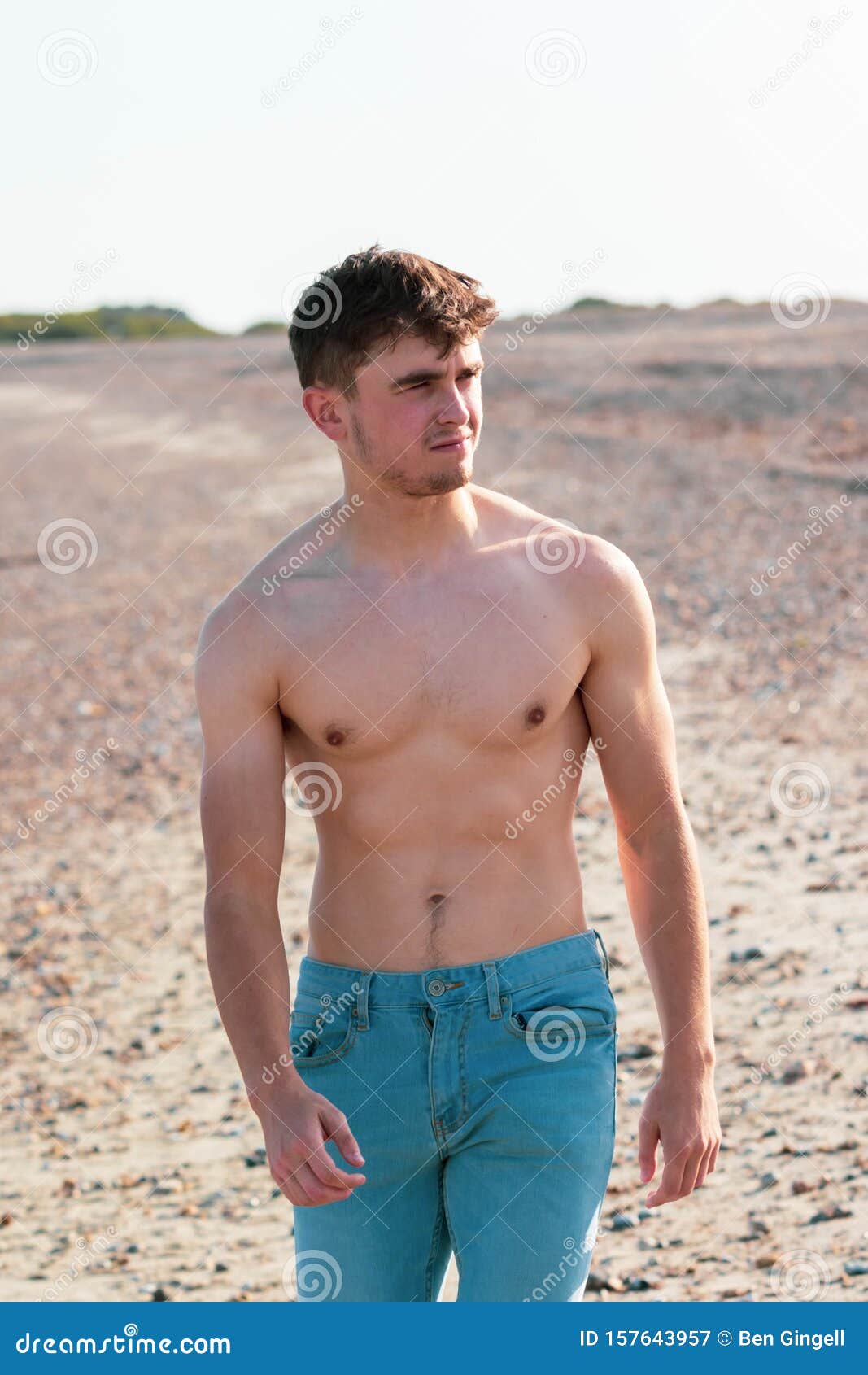 Shirtless on a beach stock image. Image of adult, healthy - 157643957