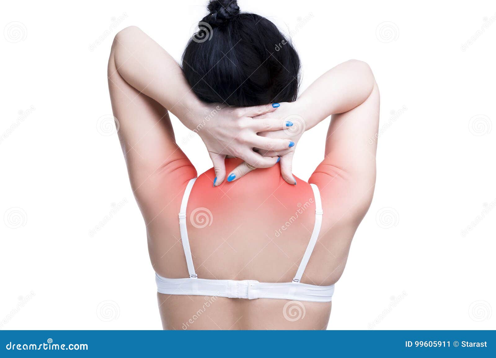 https://thumbs.dreamstime.com/z/young-caucasian-woman-bra-pain-shoulders-neck-ache-human-body-isolated-white-background-red-dots-99605911.jpg