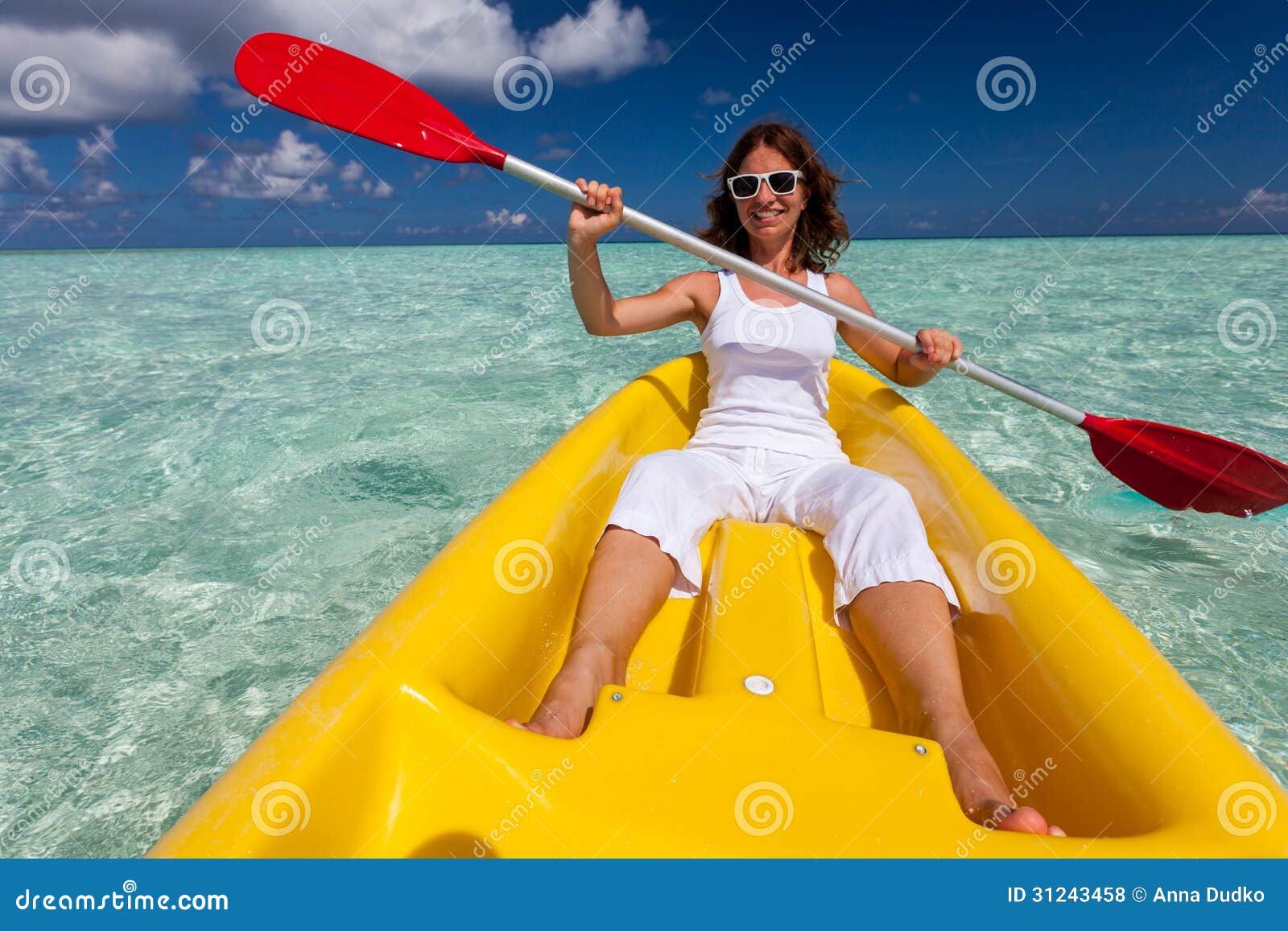 Young Caucasian Woman Kayaking Royalty Free Stock Photos 