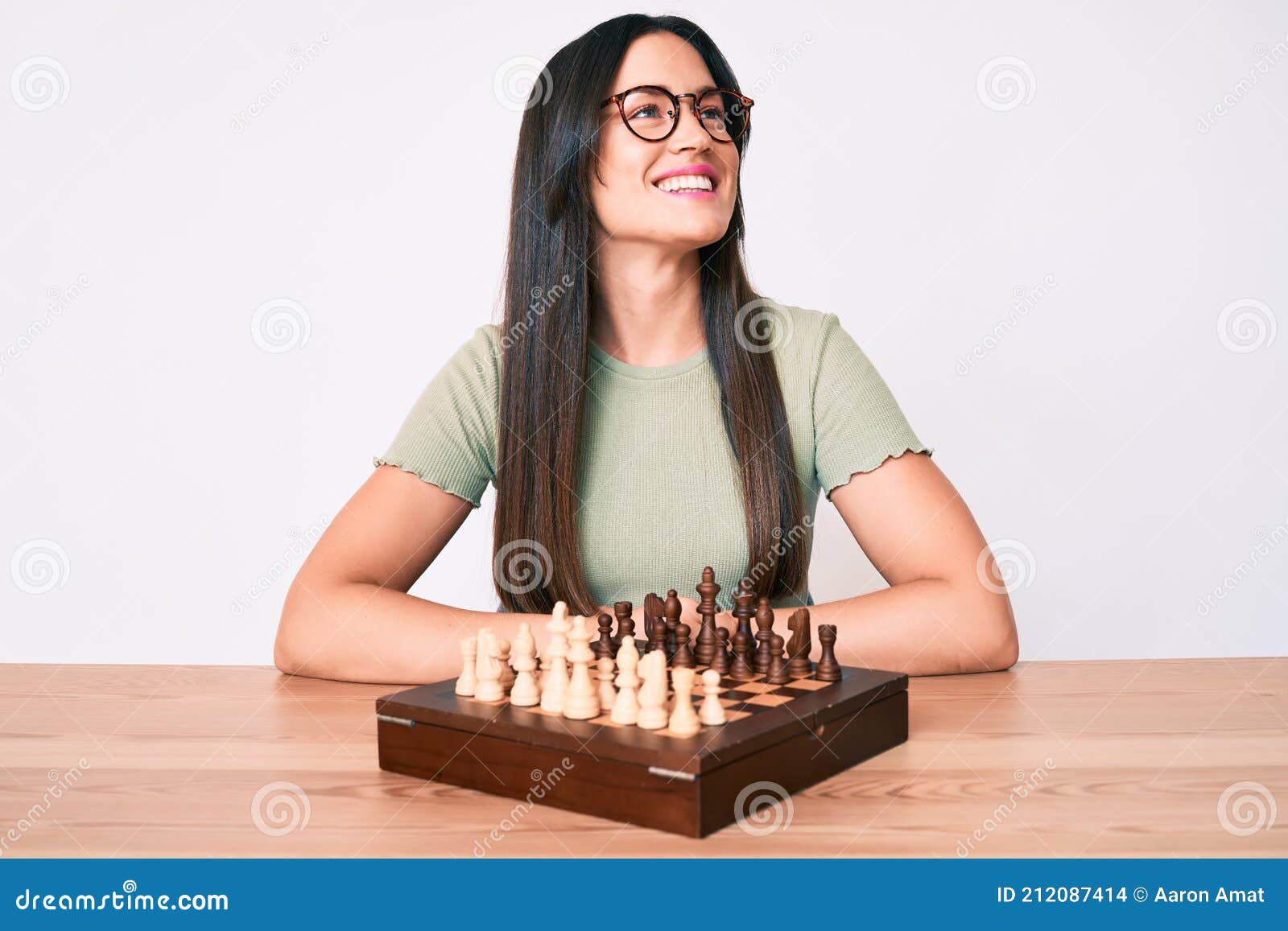 Pretty Woman Playing Chess Hotel Lobby Stock Photo 1573190509