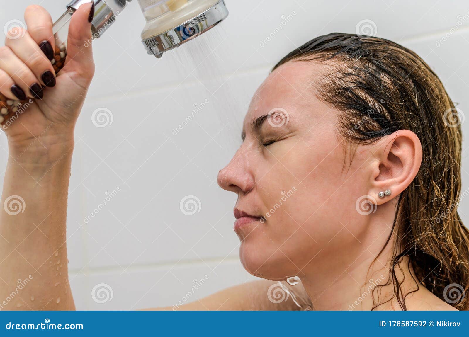 Young Charming Woman Washes in the Shower Stock Photo Image of