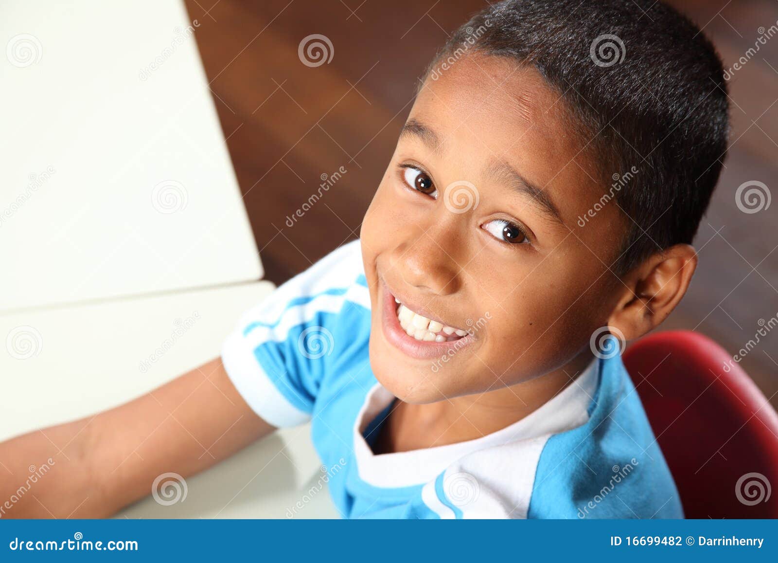 Young Cheerful Ethnic School Boy 9 in Classroom Stock Photo Image of