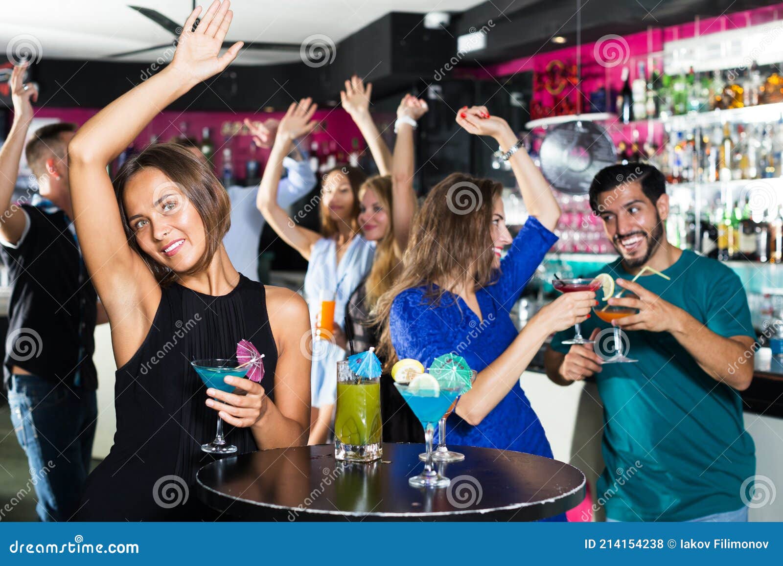 Woman Enjoying Party in Bar Stock Photo - Image of friends, indoors ...