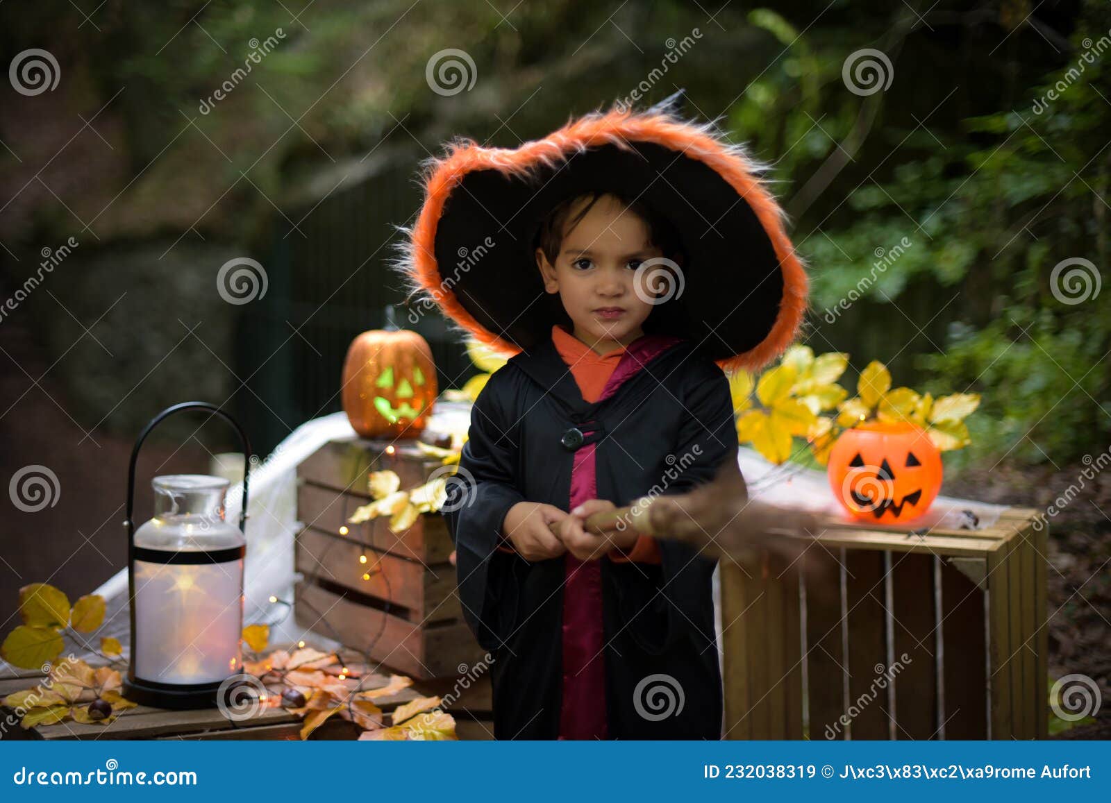 Young Child Dressed As a Wizard in a Halloween Setting Stock Image ...