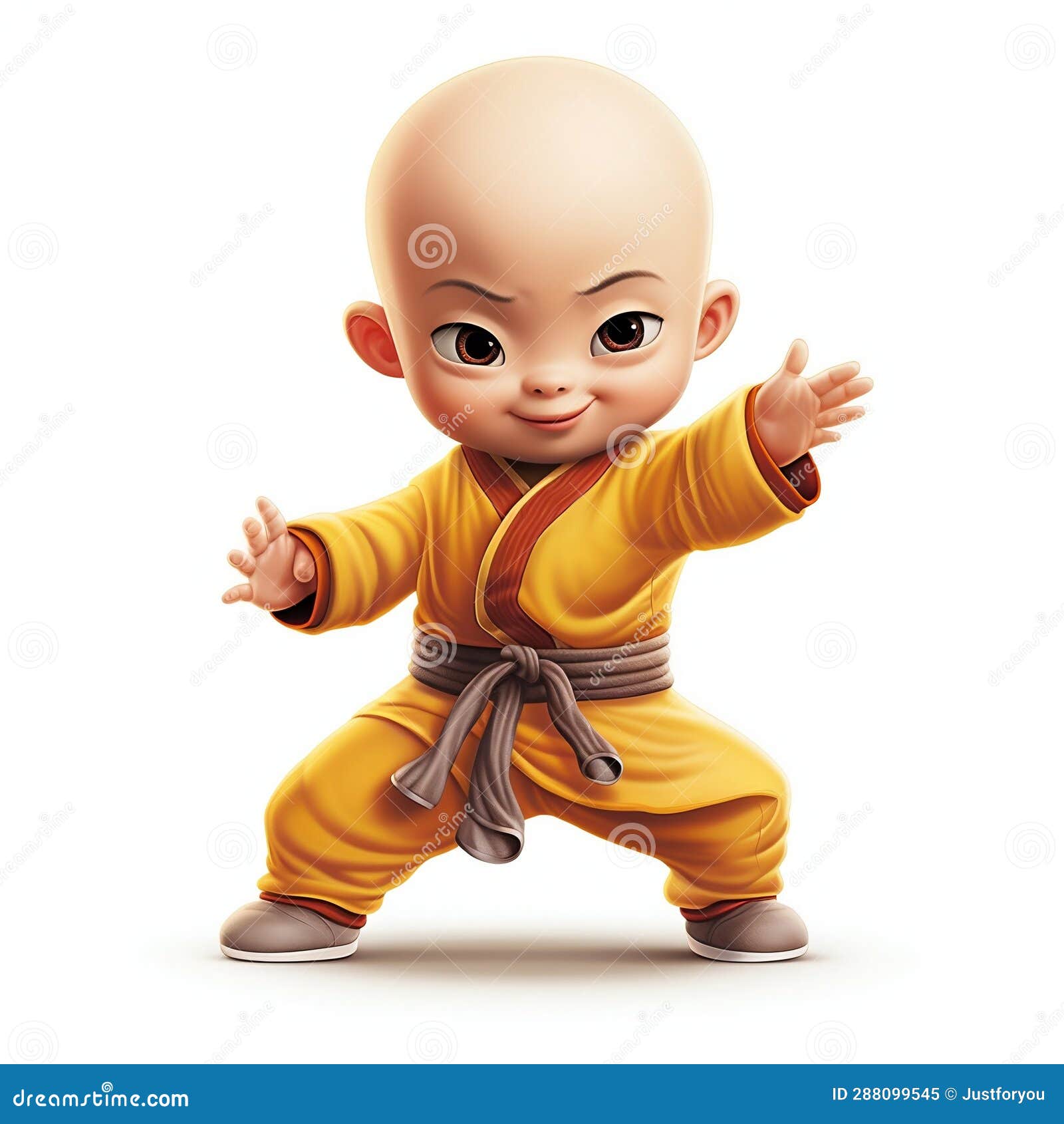 Young Chinese Baby Practicing Kung Fu in Kimono. Generative Ai Stock