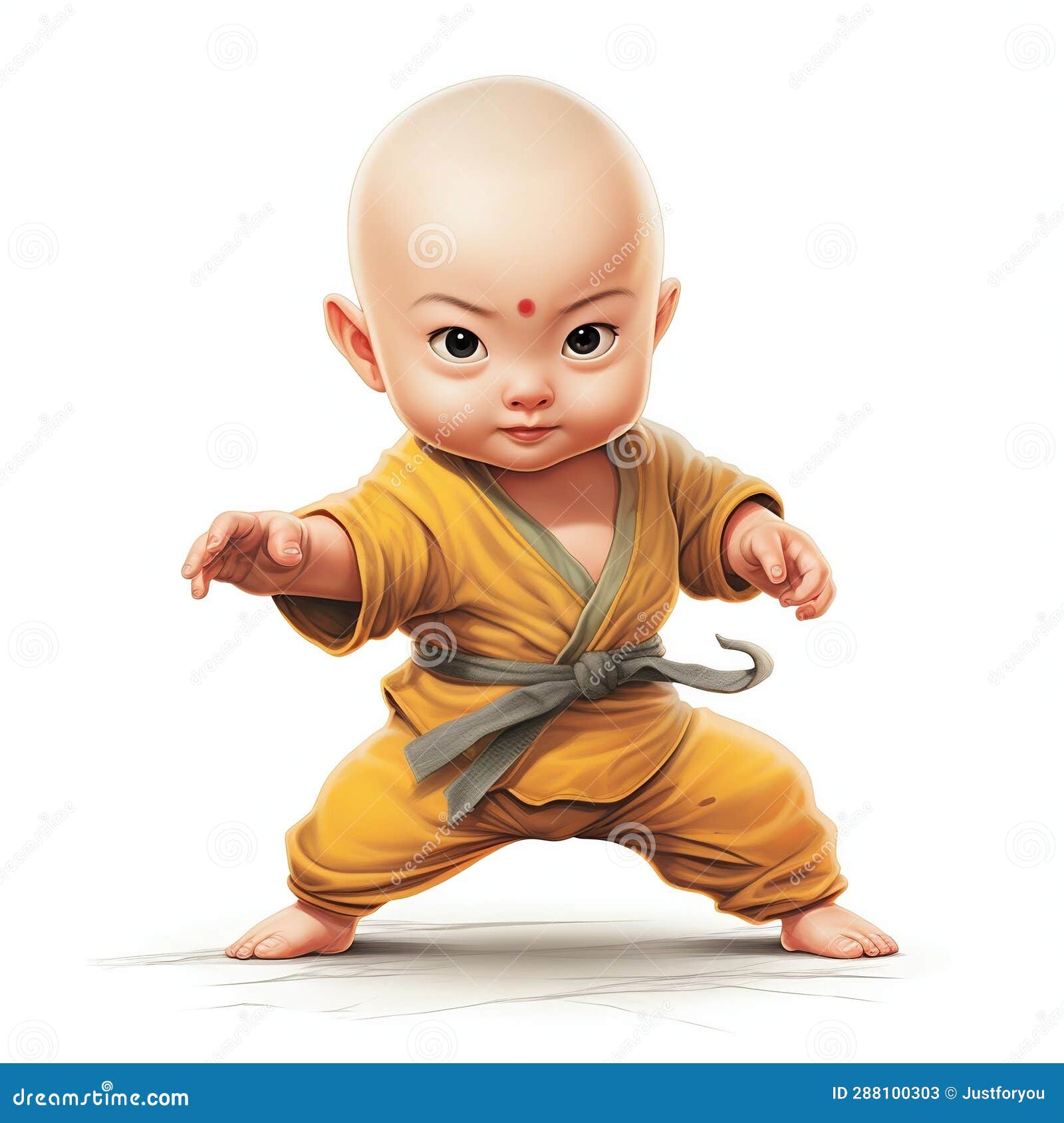 Young Chinese Baby Practicing Kung Fu in Kimono. Generative Ai Stock ...