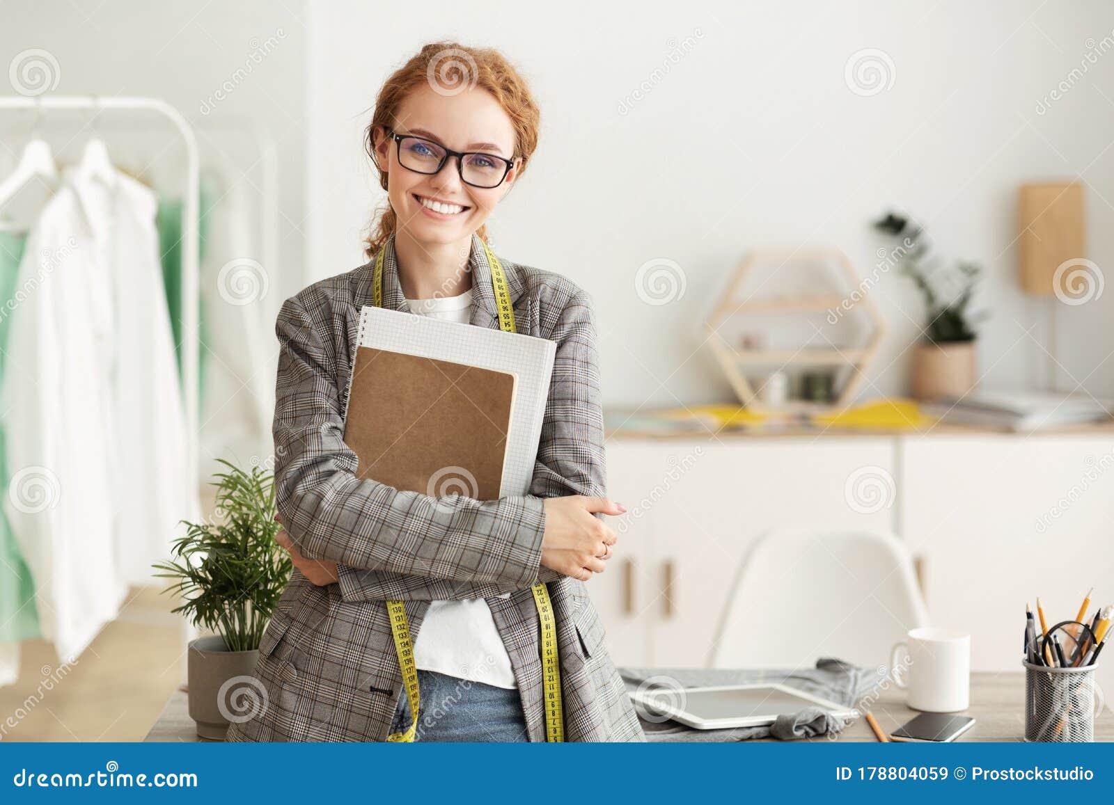 Young Clothing Designer in Her Own Fashion Studio Stock Image - Image ...