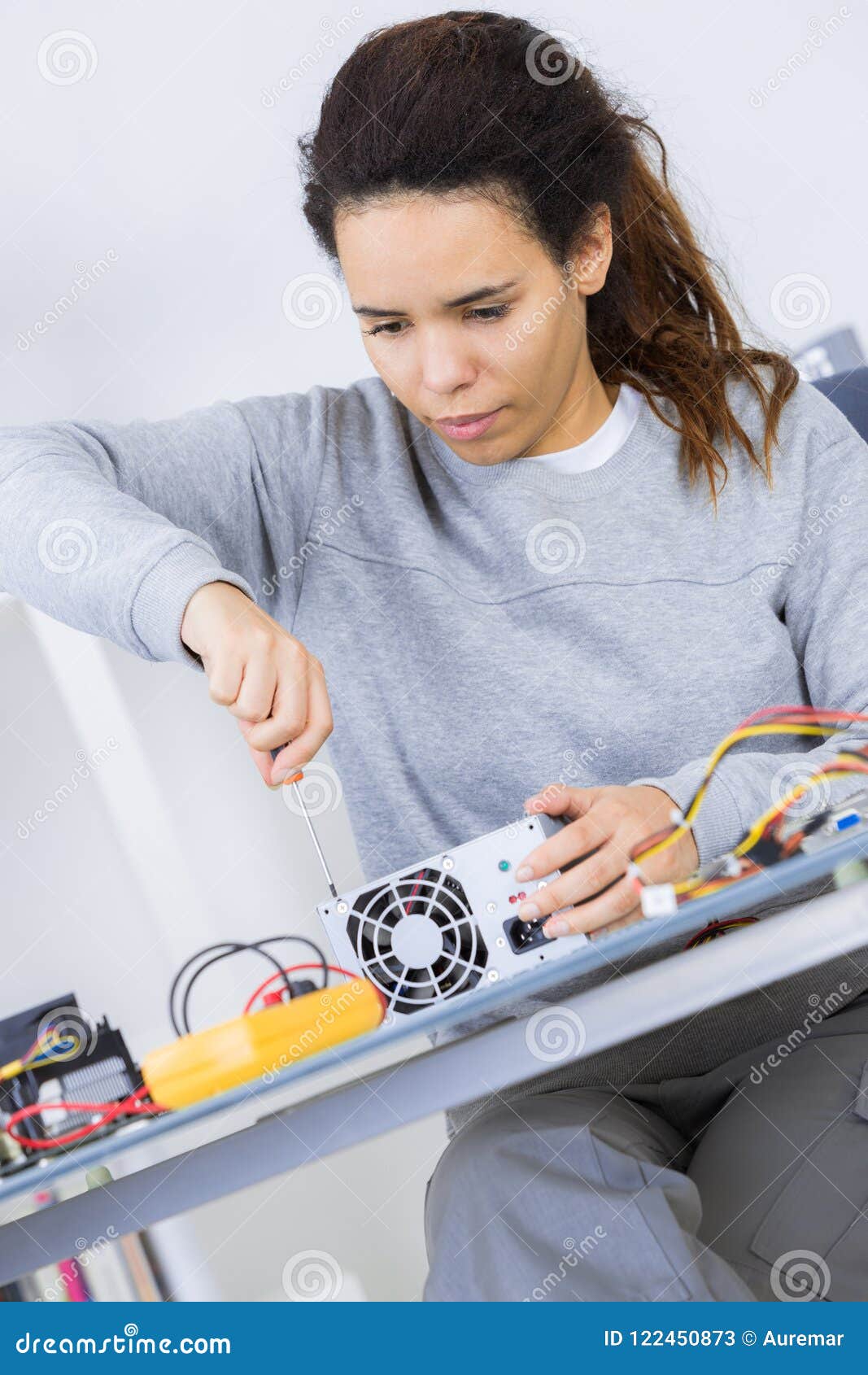 Young Computer Engineer Fixing Broken Pc Parts Stock Image Image of