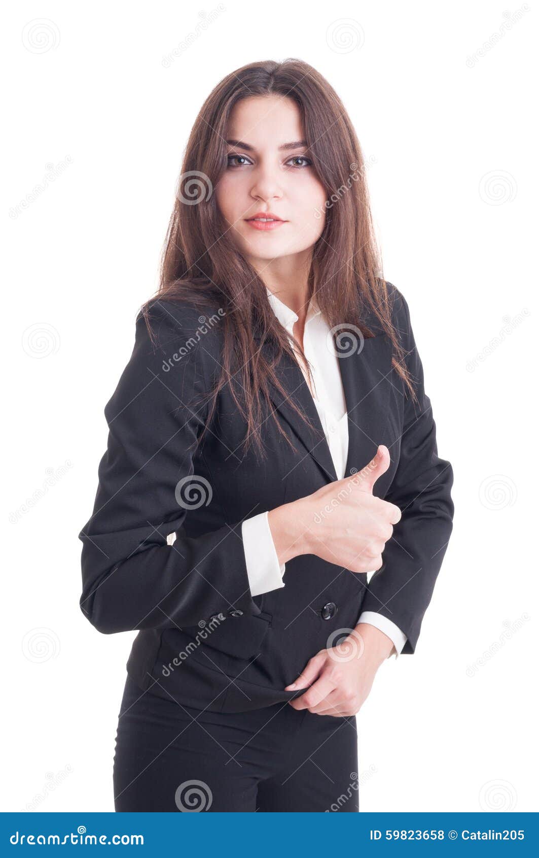 Young and Confident Business Woman Showing Like or Thumb-up Gest Stock ...