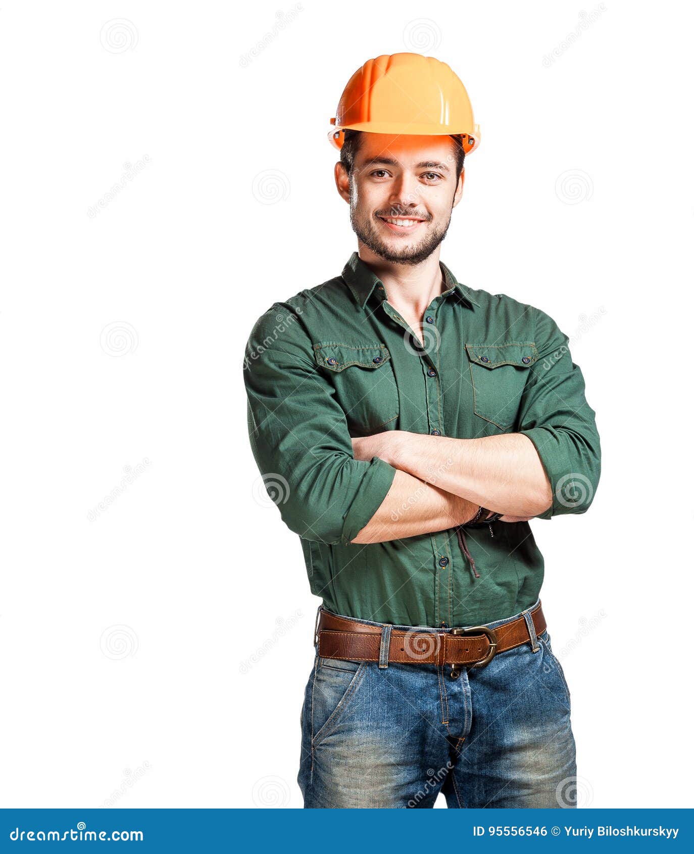 Young Construction Workers In Hard Hats Stock Photo Image of engineer, male 95556546
