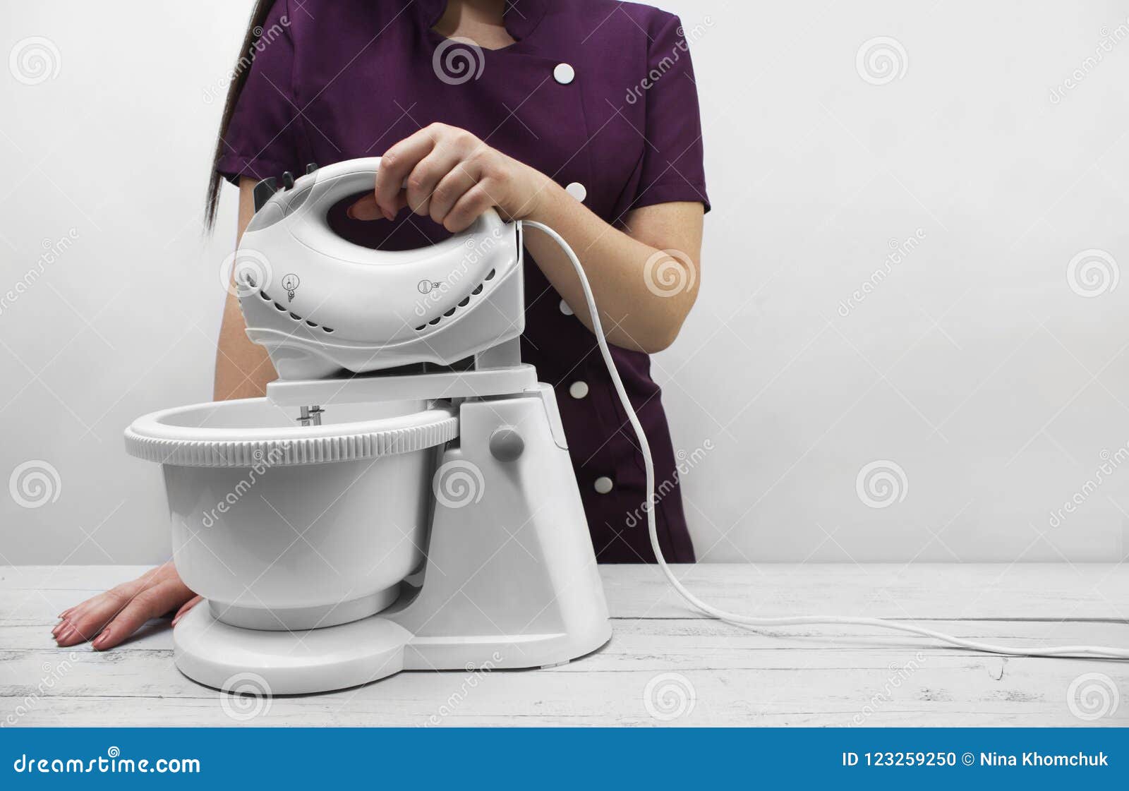 A cook woman with mixer stock photo. Image of kitchen 123259250