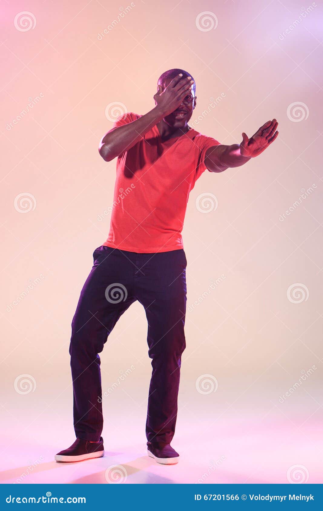 The Young Cool Black Man is Dancing Stock Photo Image of male, light