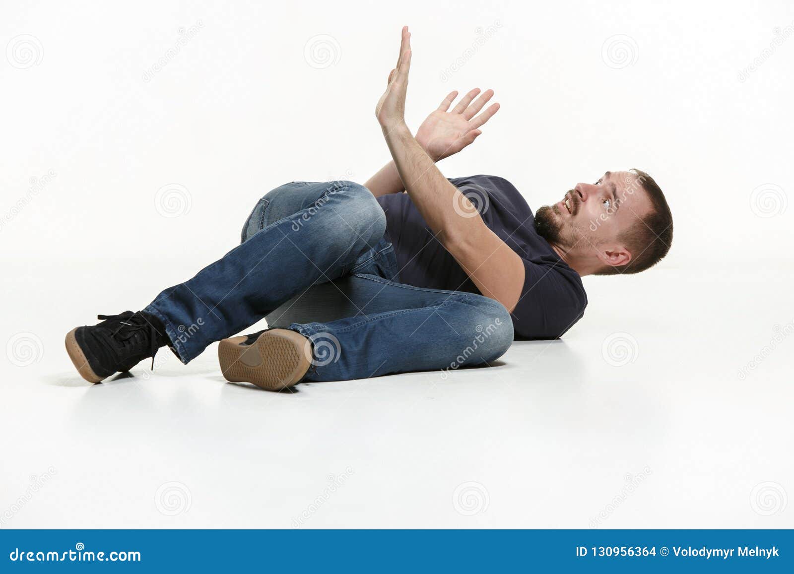 Young Cool Man Full Body Scared Pose. Stock Photo - Image of