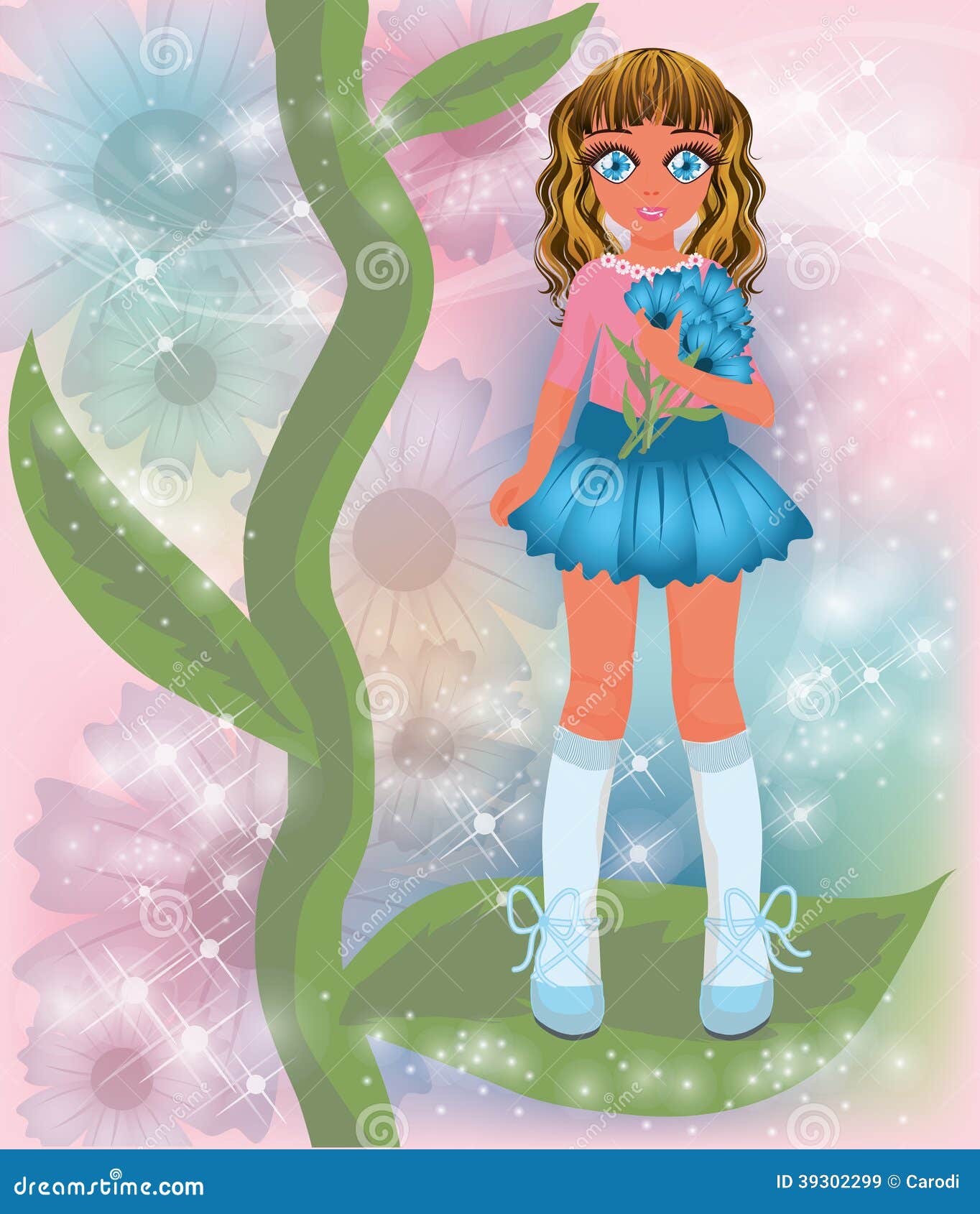 Young cornflower girl stock vector. Illustration of child 39302299