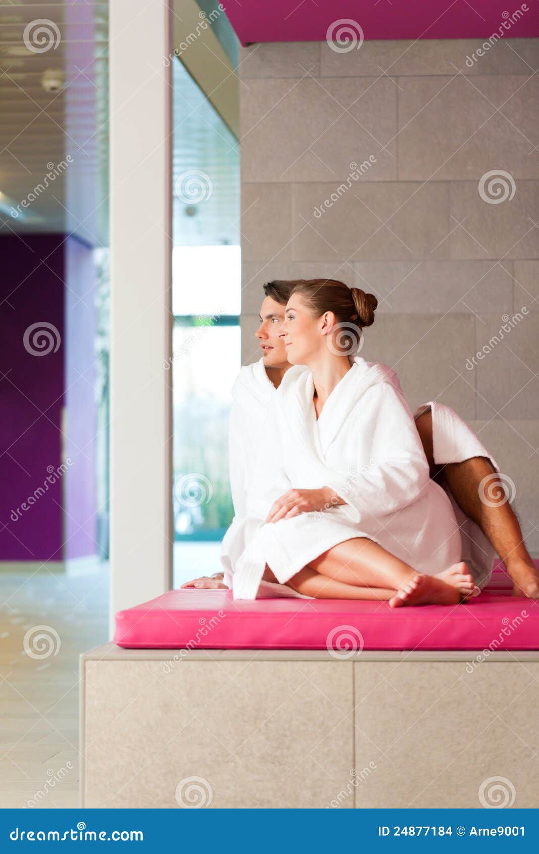 Young Couple in Bathrobe in Spa Stock Photo Image of beautiful, honeymoon 24877184