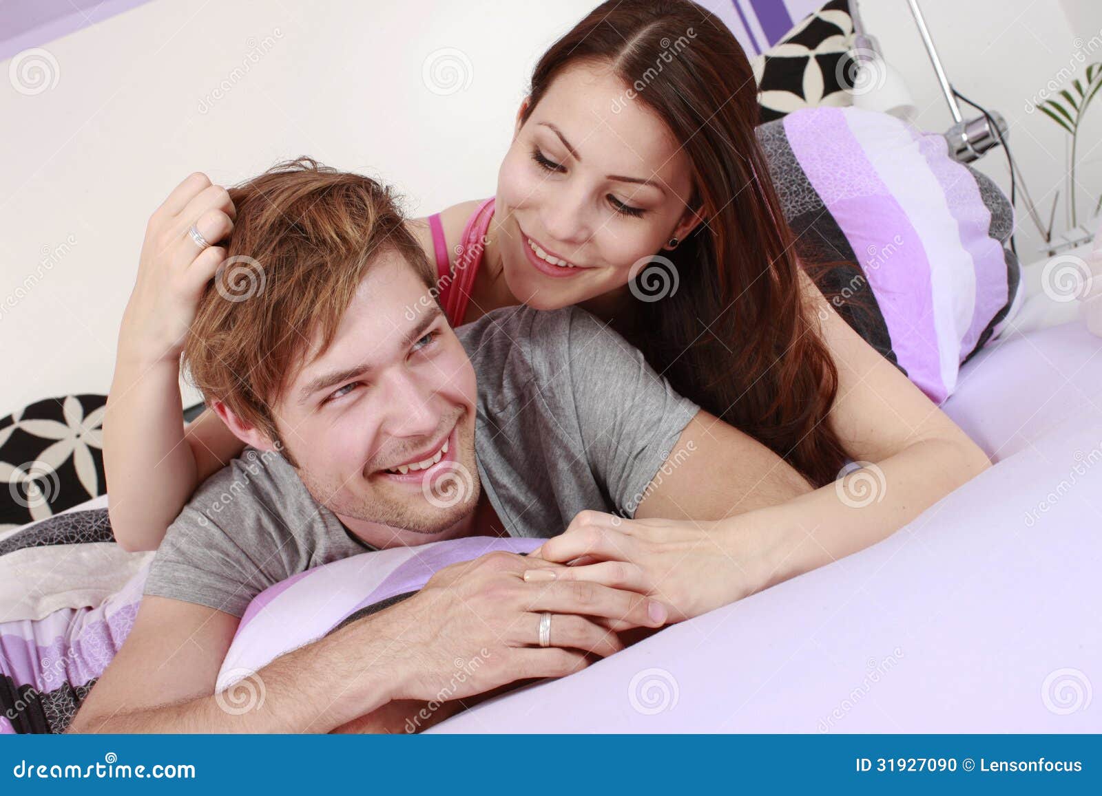 Young Couple In The Bedroom Stock Photo Image Of Bedroom