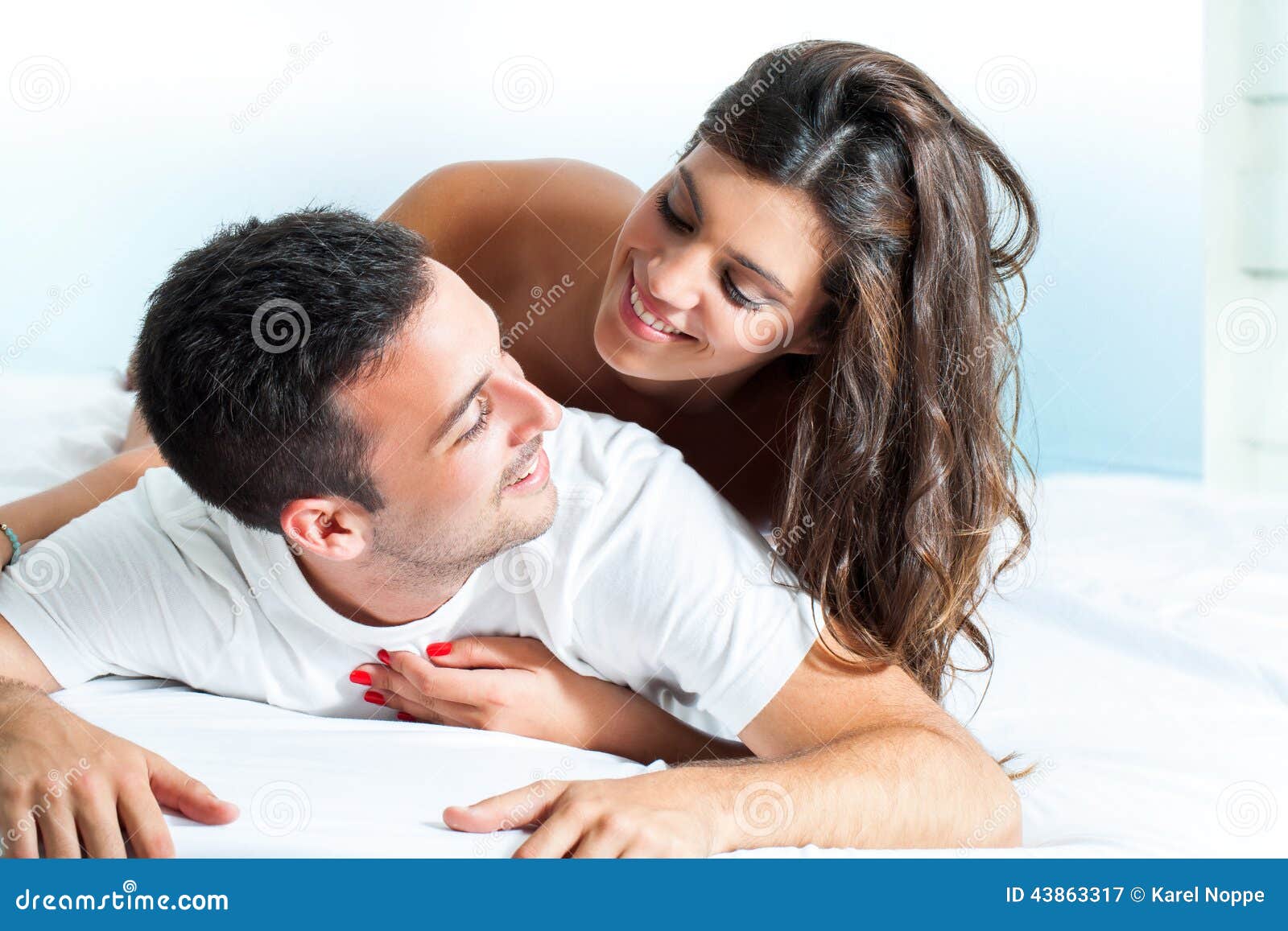 Young Couple In Bedroom Stock Image Image Of Cud