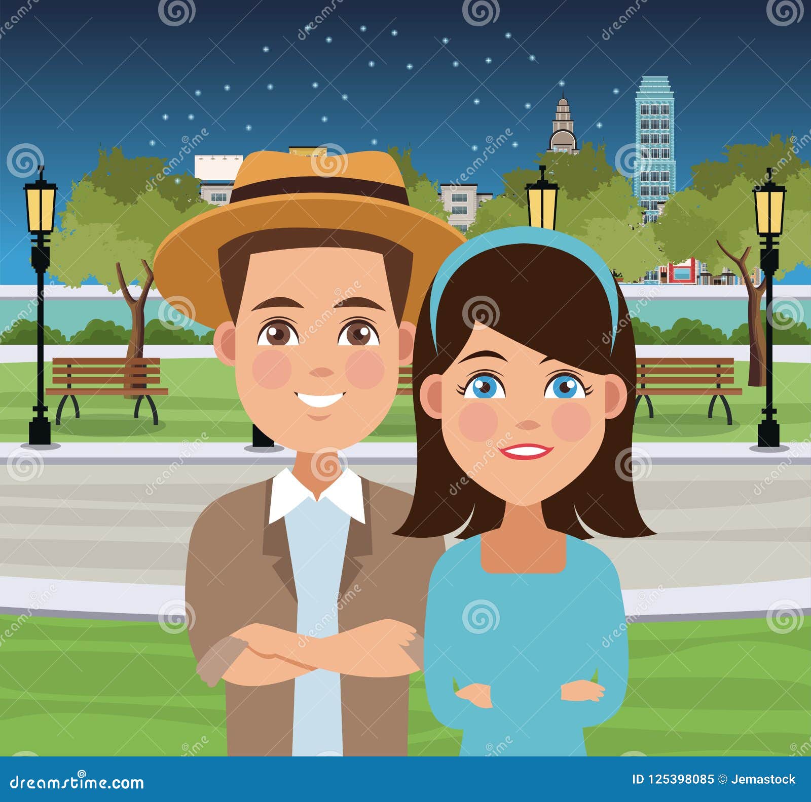 Young couple cartoons stock vector. Illustration of clothes - 125398085