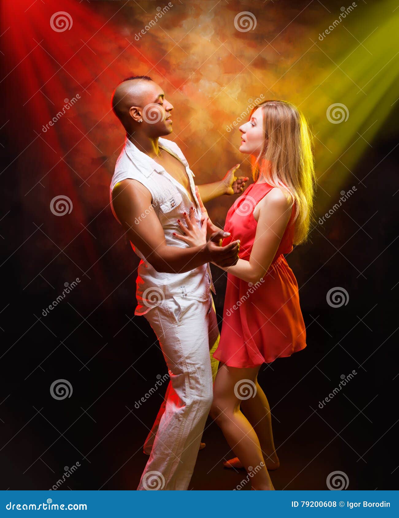 Young Couple Dances Caribbean Salsa Stock Ph