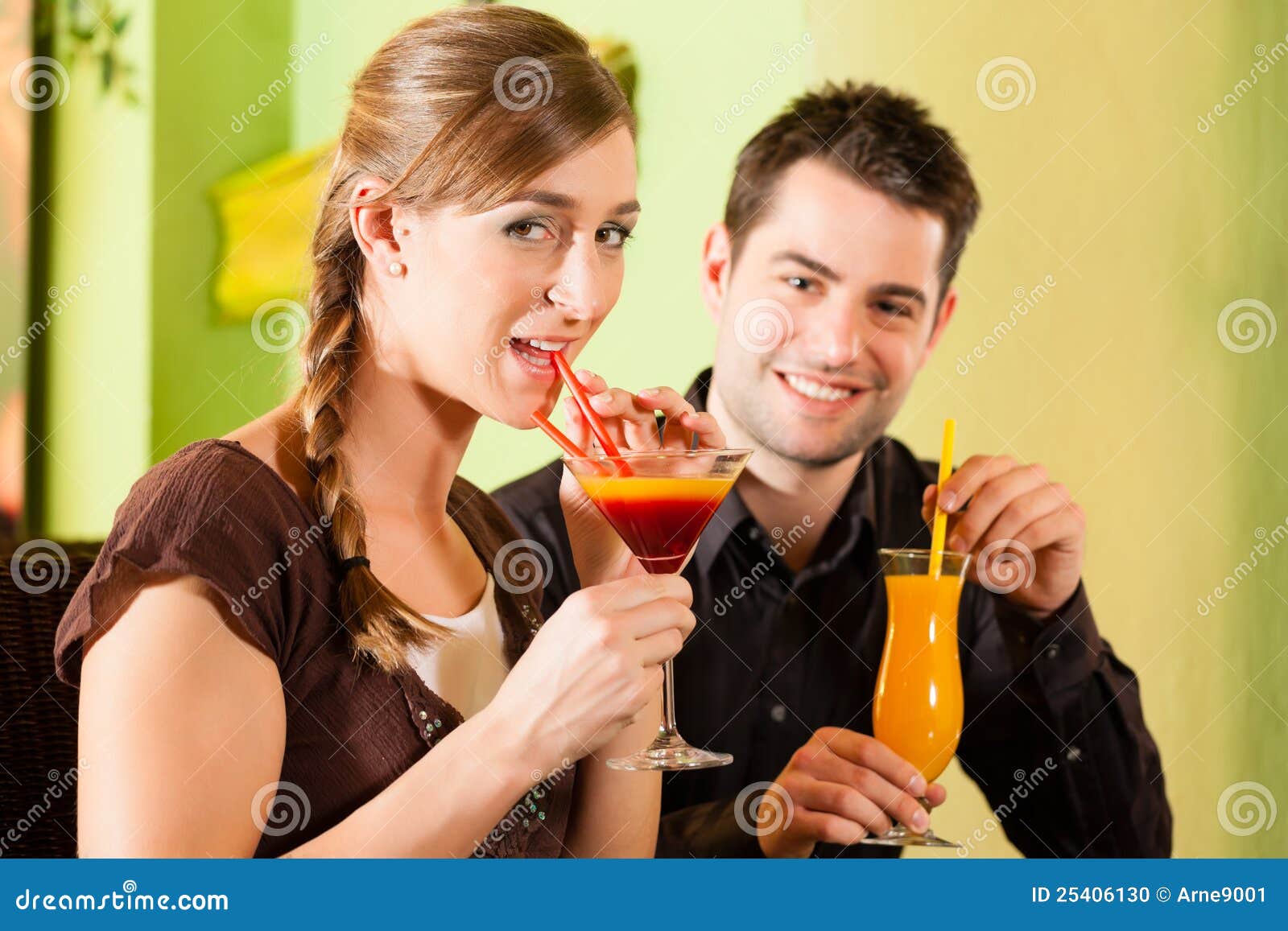 Young Couple Drinking Cocktails Stock Photo Image of love, girl 25406130