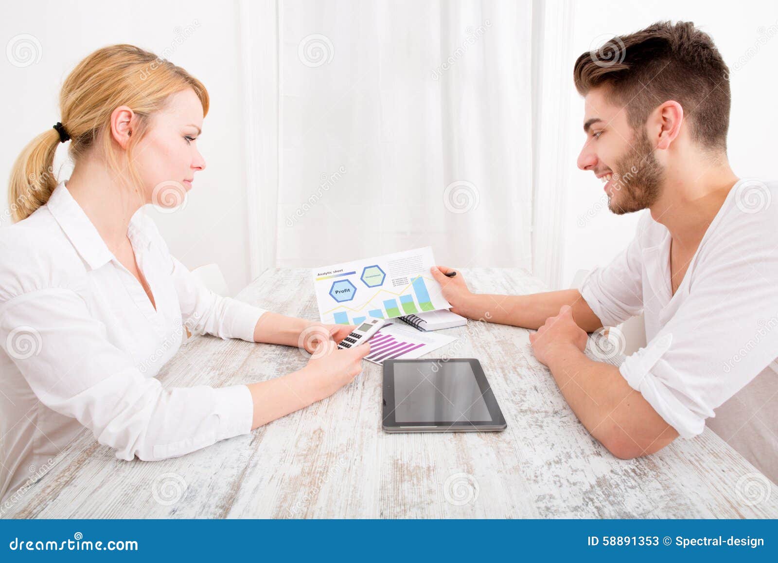 Young Couple and Financial Planning Stock Image - Image of people