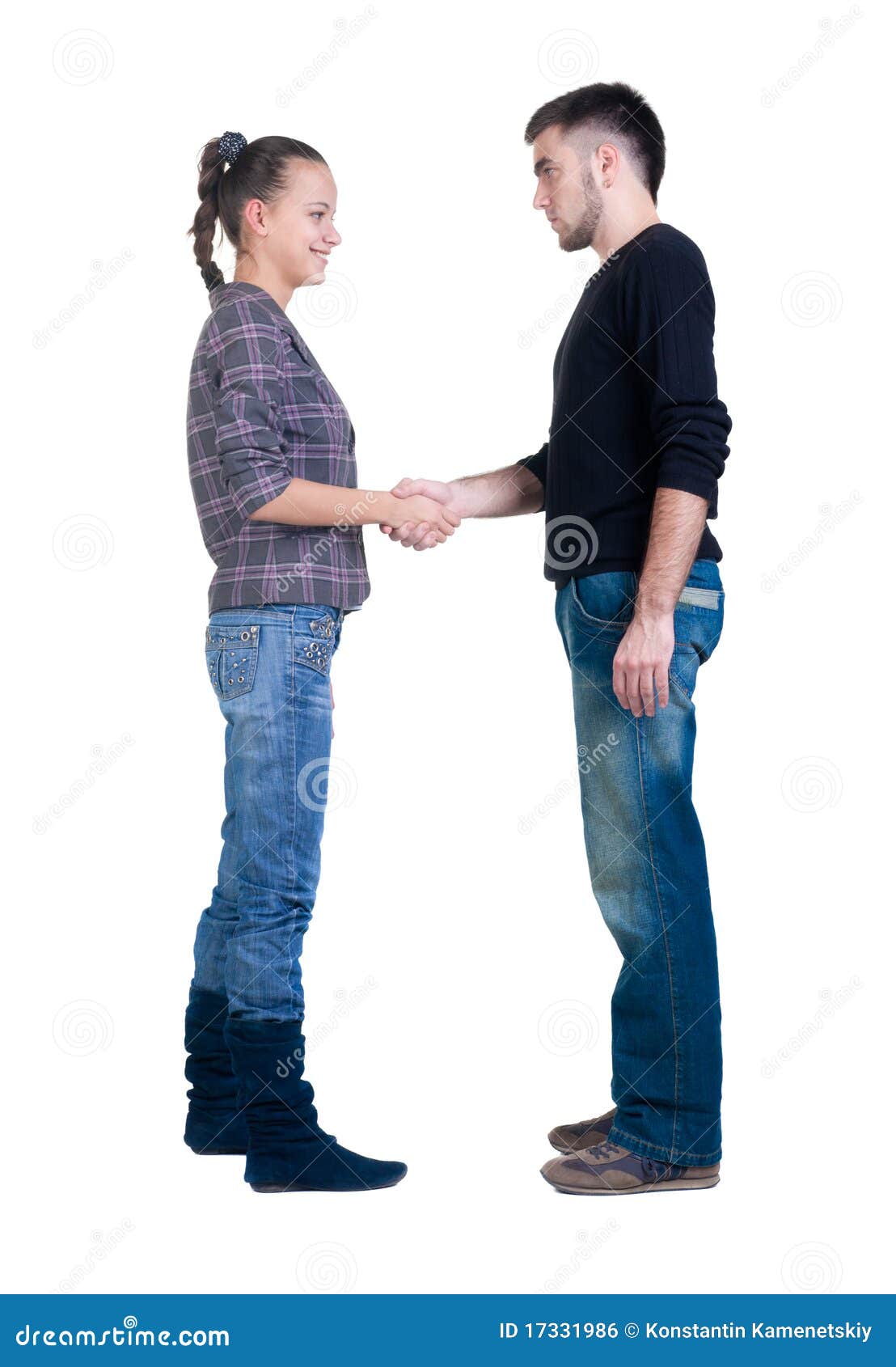 Young couple hand shake. stock photo. Image of cooperation 17331986